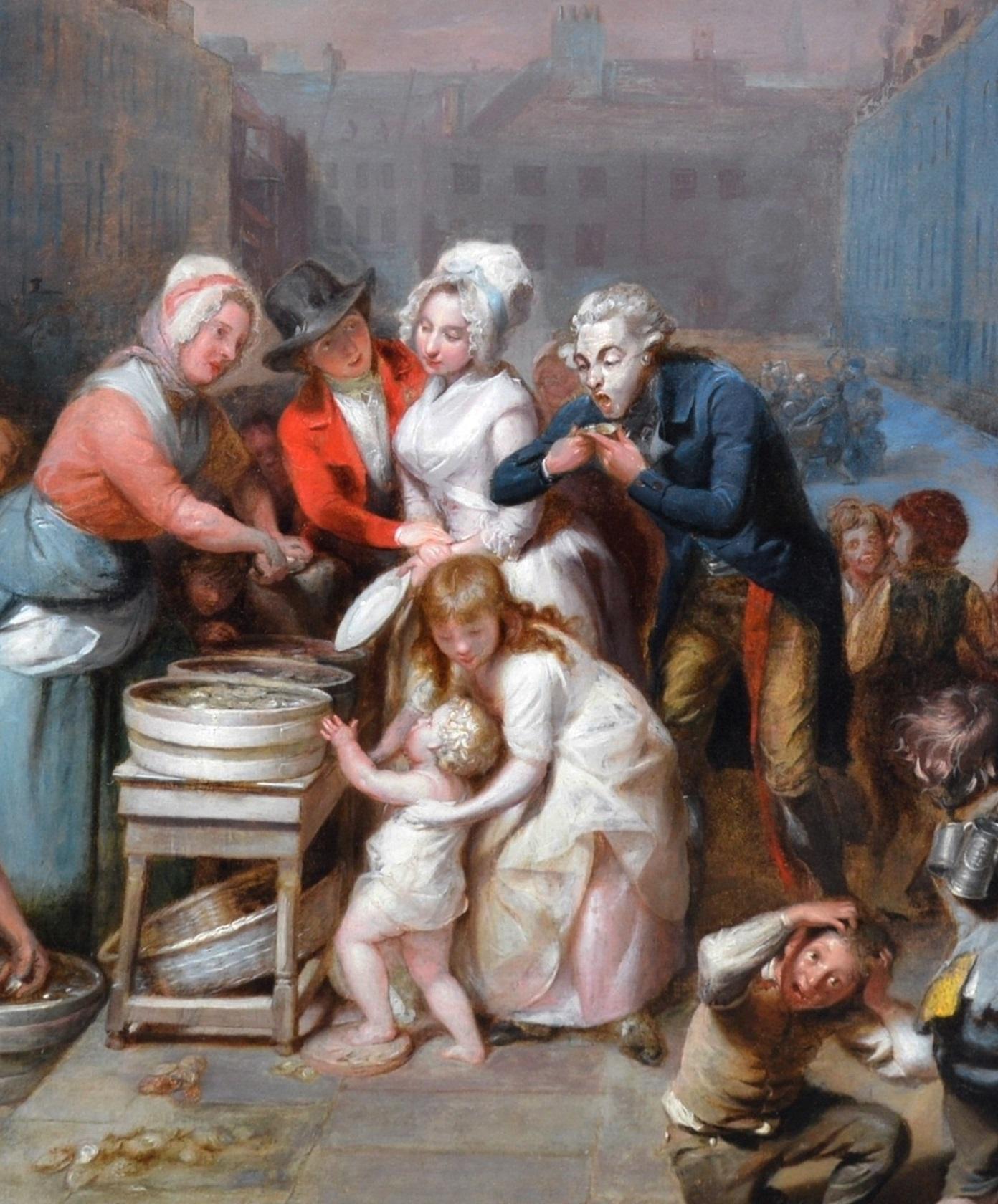 Dipinto a olio della Royal Academy del XVIII secolo, molto grande, raffigurante un festival della Londra georgiana - Landscape Painting Grigio di Richard Morton Paye