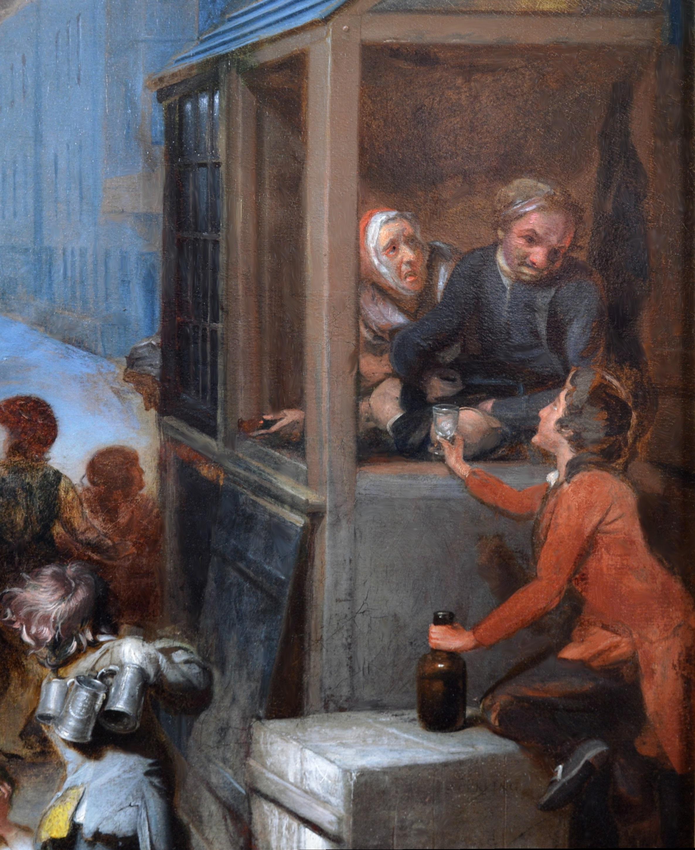 Dipinto a olio della Royal Academy del XVIII secolo, molto grande, raffigurante un festival della Londra georgiana 3