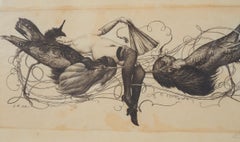 Richard Müller Radierung "Rivalen" im Stil von Félicien Rops