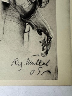 Richard Müller firmato nella lastra Studio di armatura accademica Litografia, Germania, 1905