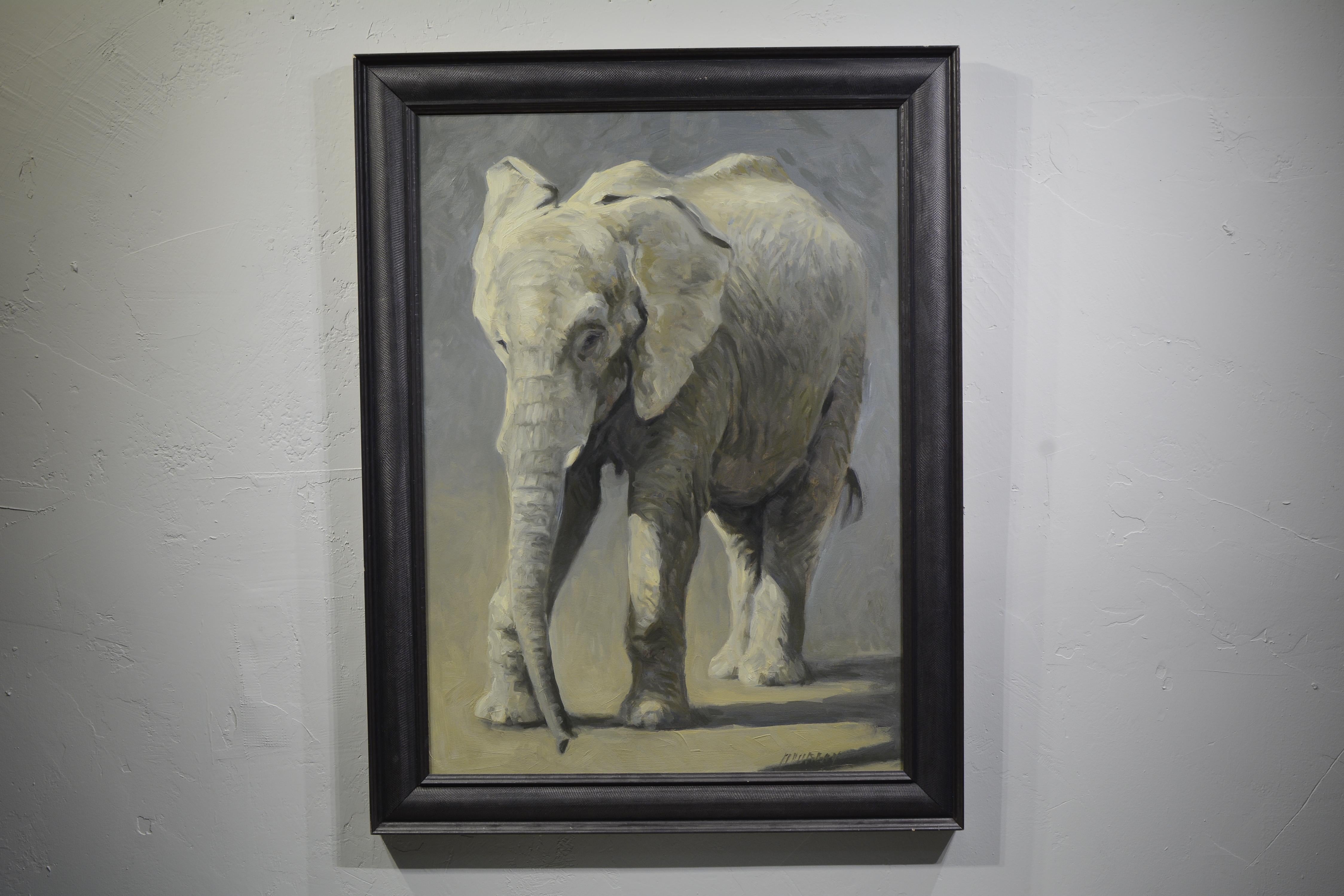 Richard Murray Utah Artist Original oil on panel African Elephant 26 x 19