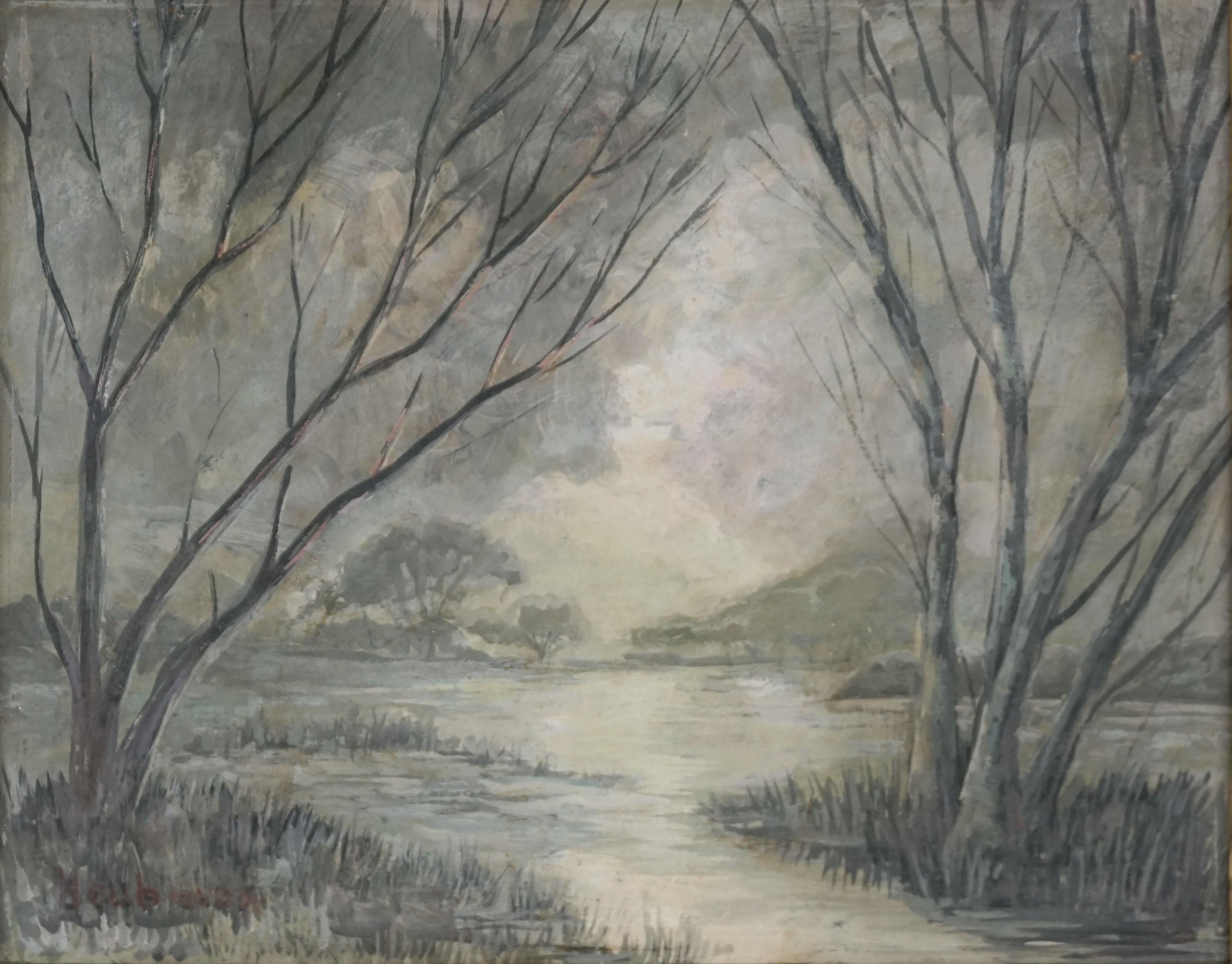 Mid Century Landscape of French Creek Wetlands - Painting by Richard Neubauer