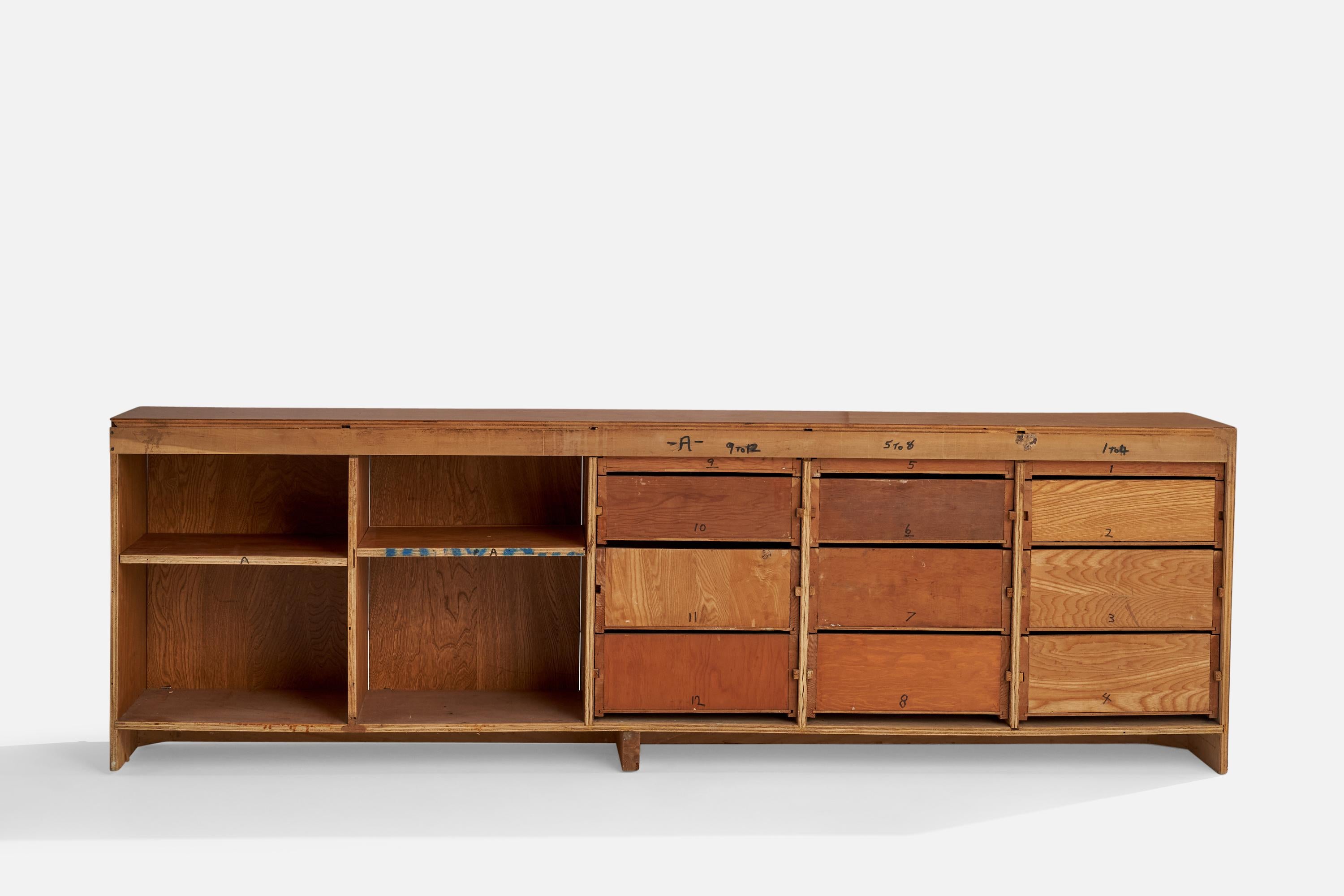 American Richard Neutra, Sizeable Cabinet, Plywood, USA, 1955 For Sale