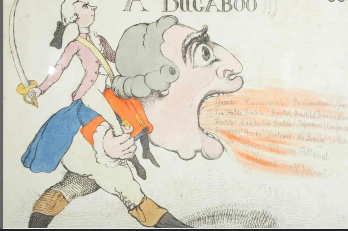 This is an A Bugaboo!!!, etching, hand-coloured, measures 23x19 . Rare