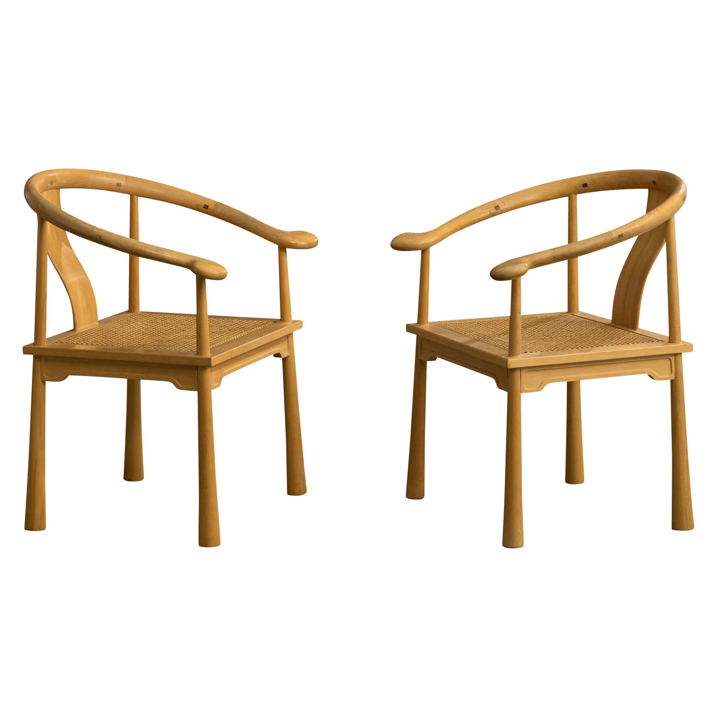 Richard Nissen, Armchairs, Beech, Cane, Wenge, Denmark, 1960s