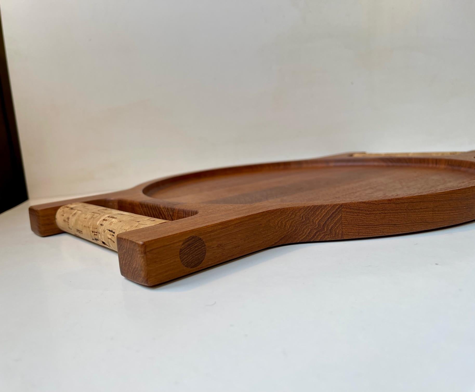 Mid-20th Century Richard Nissen Danish Modern Double Sided Tray in Teak and Cork, 1960s For Sale