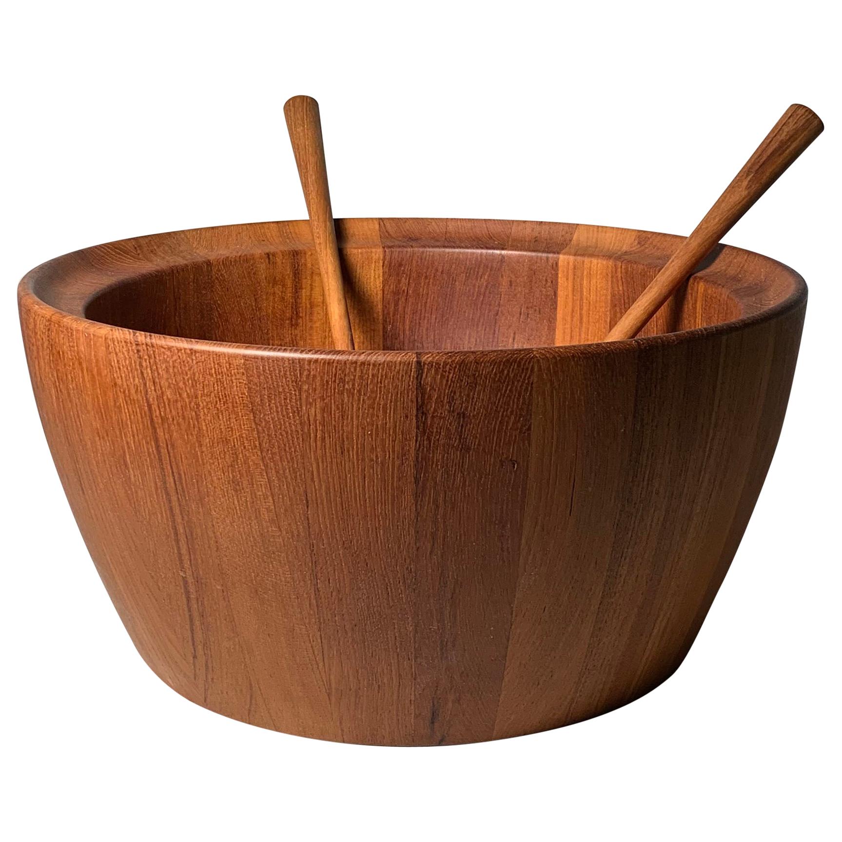 Richard Nissen Danish Modern Salad Bowl with Utensils