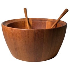 Richard Nissen Danish Modern Salad Bowl with Utensils