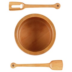 Richard Nissen Solid Teak Salad Bowl Set, 1960s, Denmark 