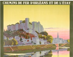Richard, Original Travel Poster, Chinon, Castle Chateau Loire, Fishing, Car 1926