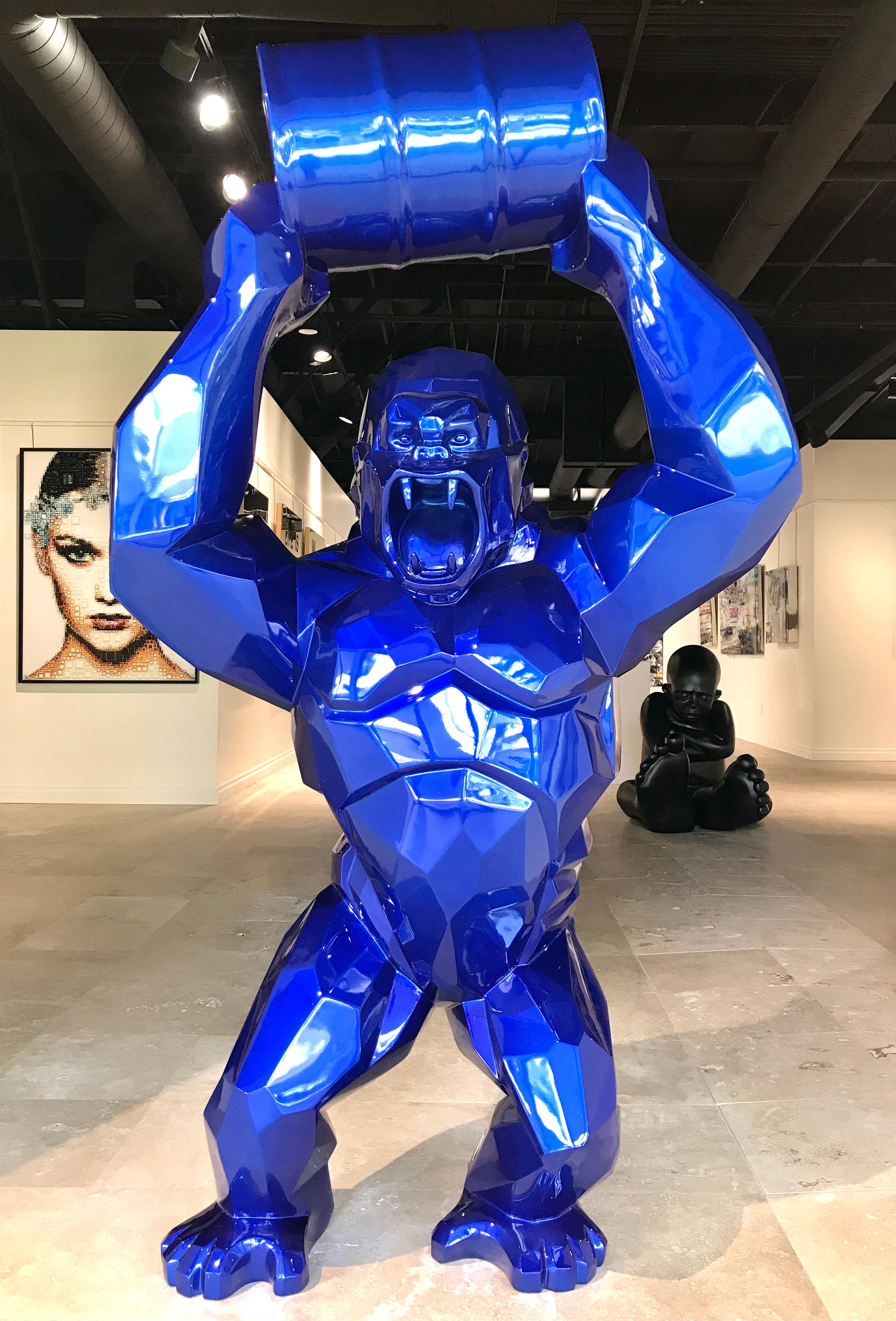 Richard Orlinksi Abstract Painting - Kong Baril - 200 cm Bleu Mick 6/8