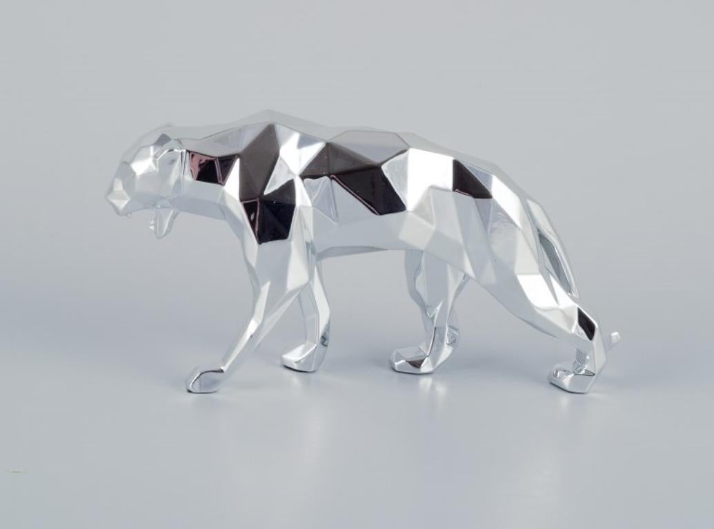 Richard Orlinski for Neamedia Icons, Panther made of polished aluminum.  In Excellent Condition For Sale In Copenhagen, DK