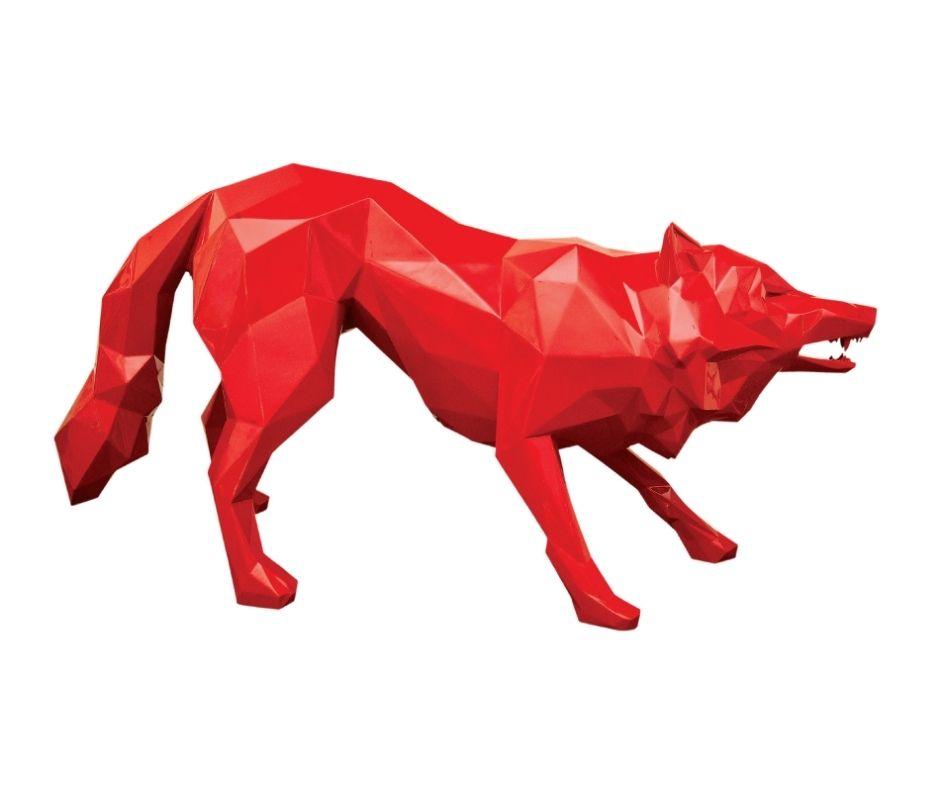 Richard Orlinski - "Lobo atacante" (Clásico rojo)
Medio: Resina
Dimensiones: 76 x 150 x 50 cm
Color: Rojo Clásico
Estado: Excelente - Nuevo
Una visión dinámica del poder y el instinto

Lobo atacante", de Richard Orlinski, es una escultura impactante