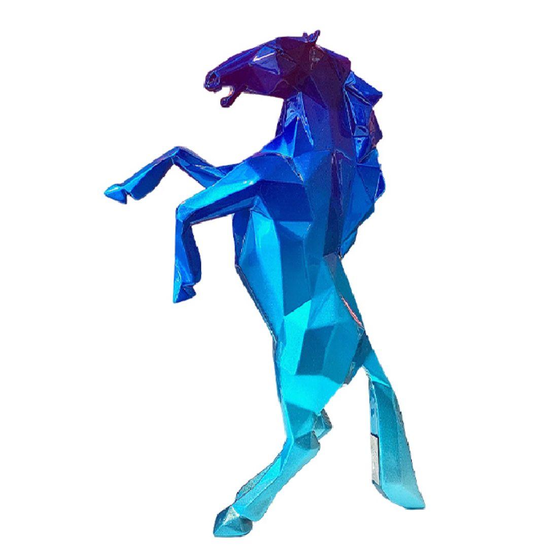 Horse, Gradient Blue, Richard Orlinksi - Sculpture by Richard Orlinski