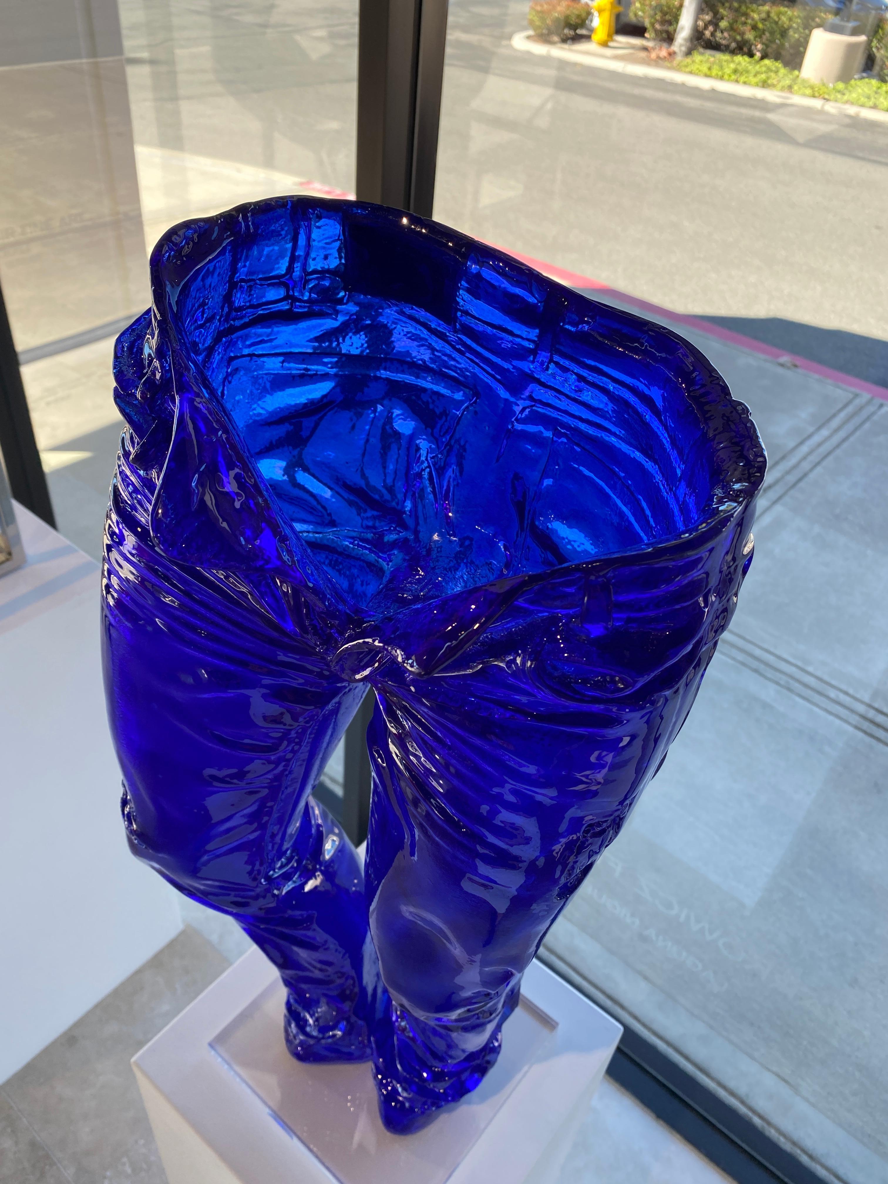 70 cm Crystal Blue Jeans - Pop Art Sculpture by Richard Orlinski
