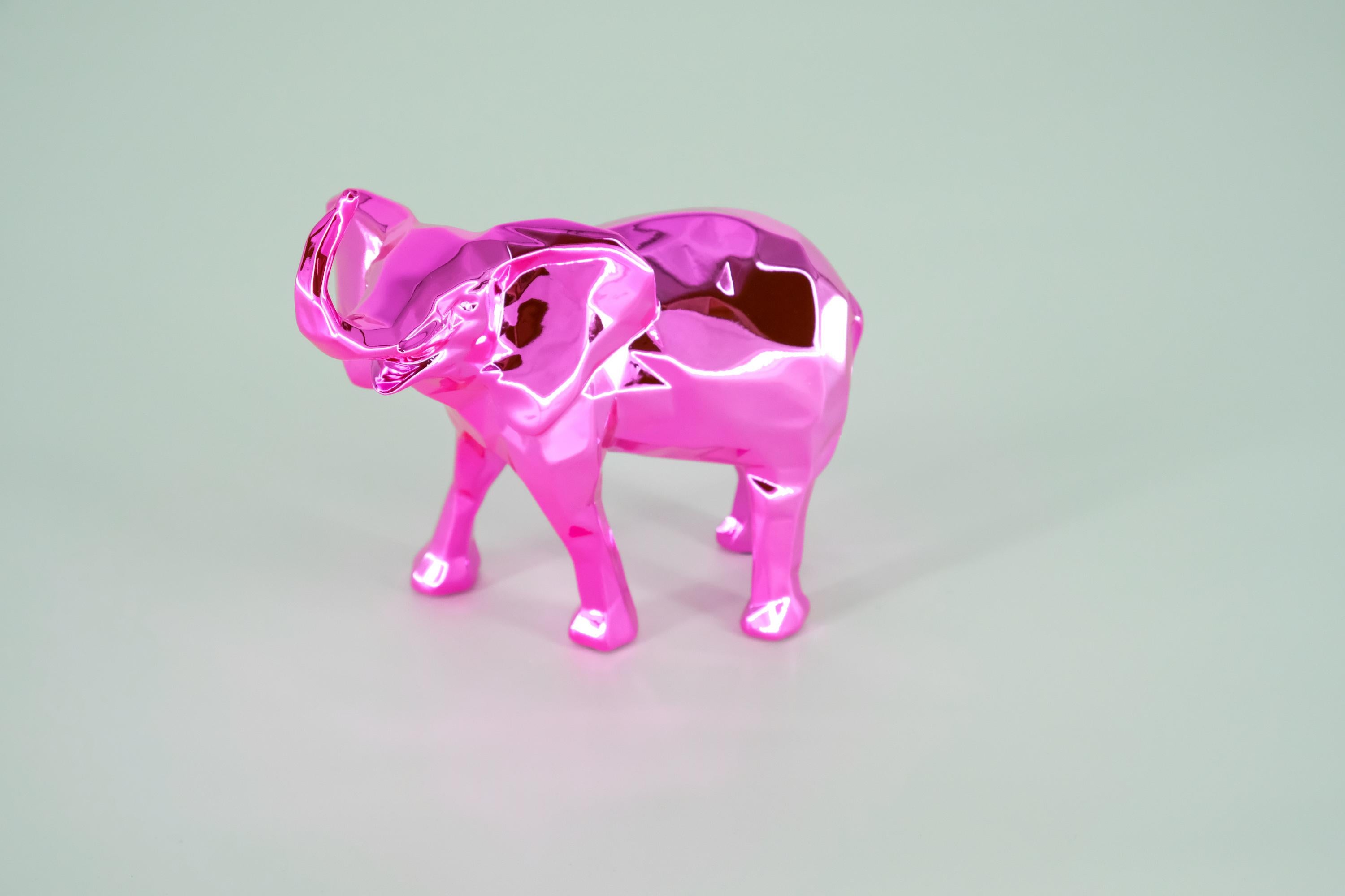 Richard Orlinski Figurative Sculpture - Elephant Spirit  (Pink Edition) - Sculpture in original box with artist coa