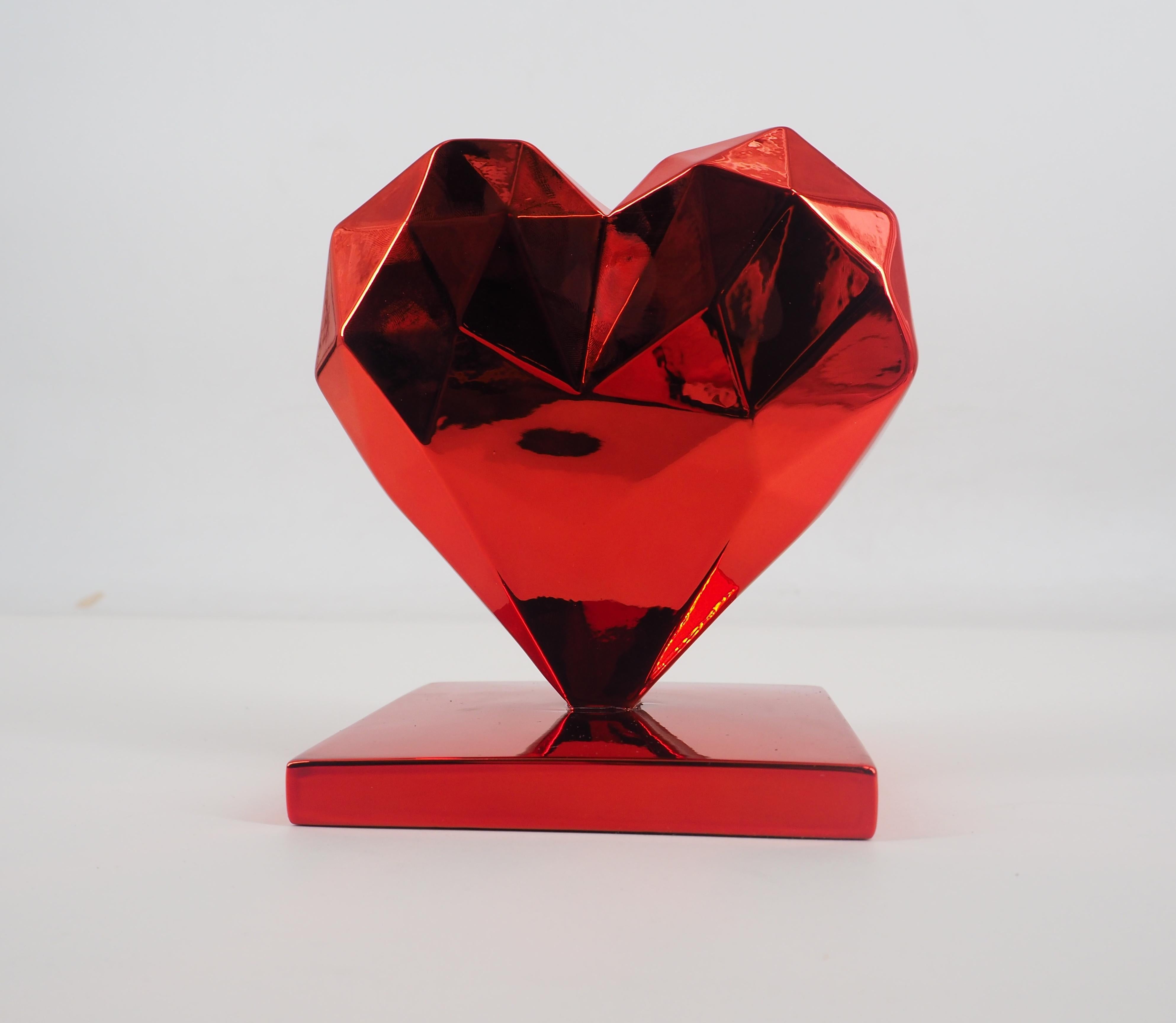Heart Spirit  (Red) - Sculpture - Gray Figurative Sculpture by Richard Orlinski