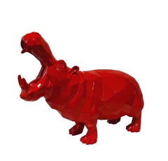 Hippopotamus, red, Richard Orlinski