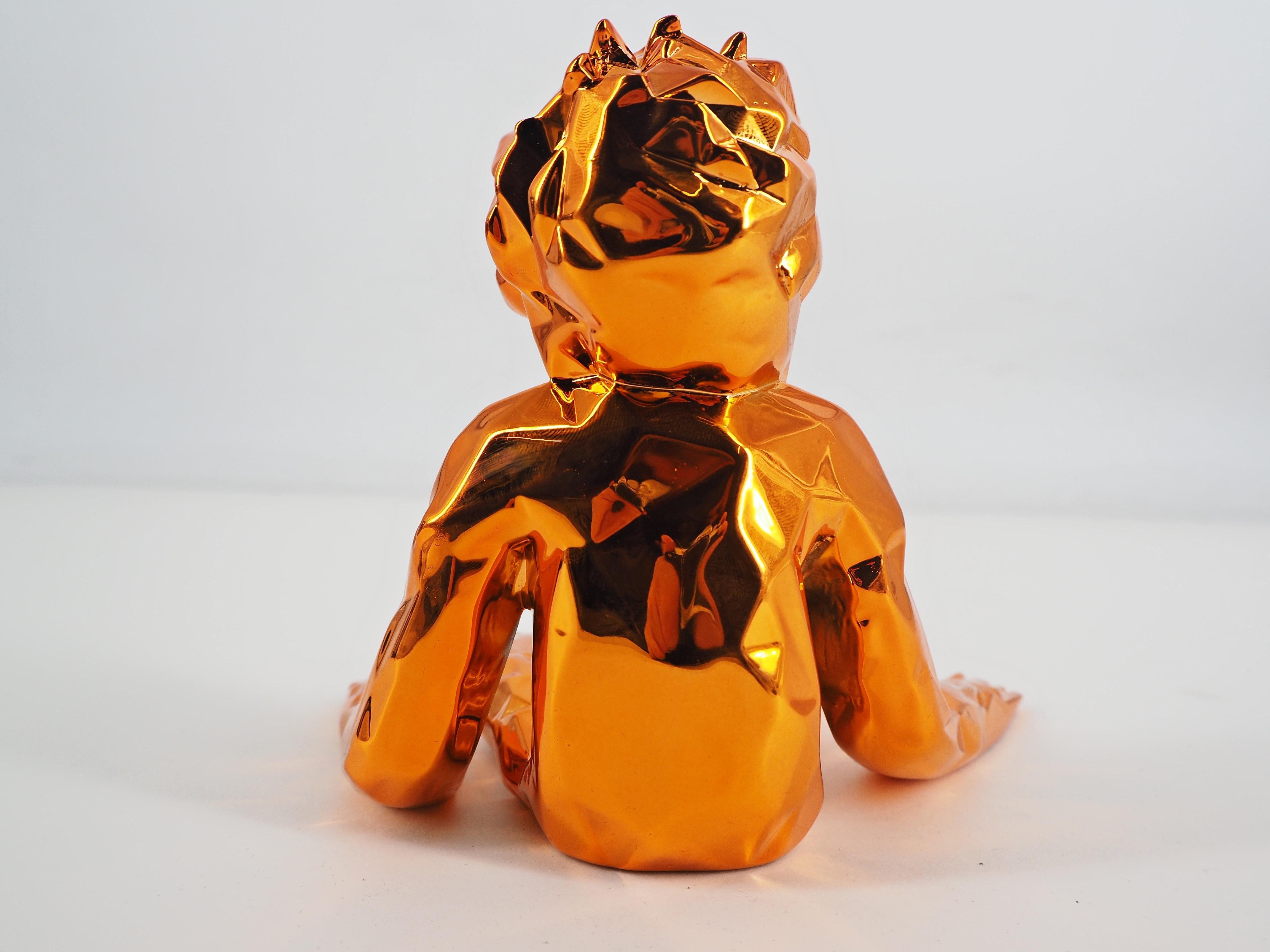 Jean-Marc Spirit (édition orange) - Sculpture dans sa boîte d'origine avec manteau d'artiste en vente 1