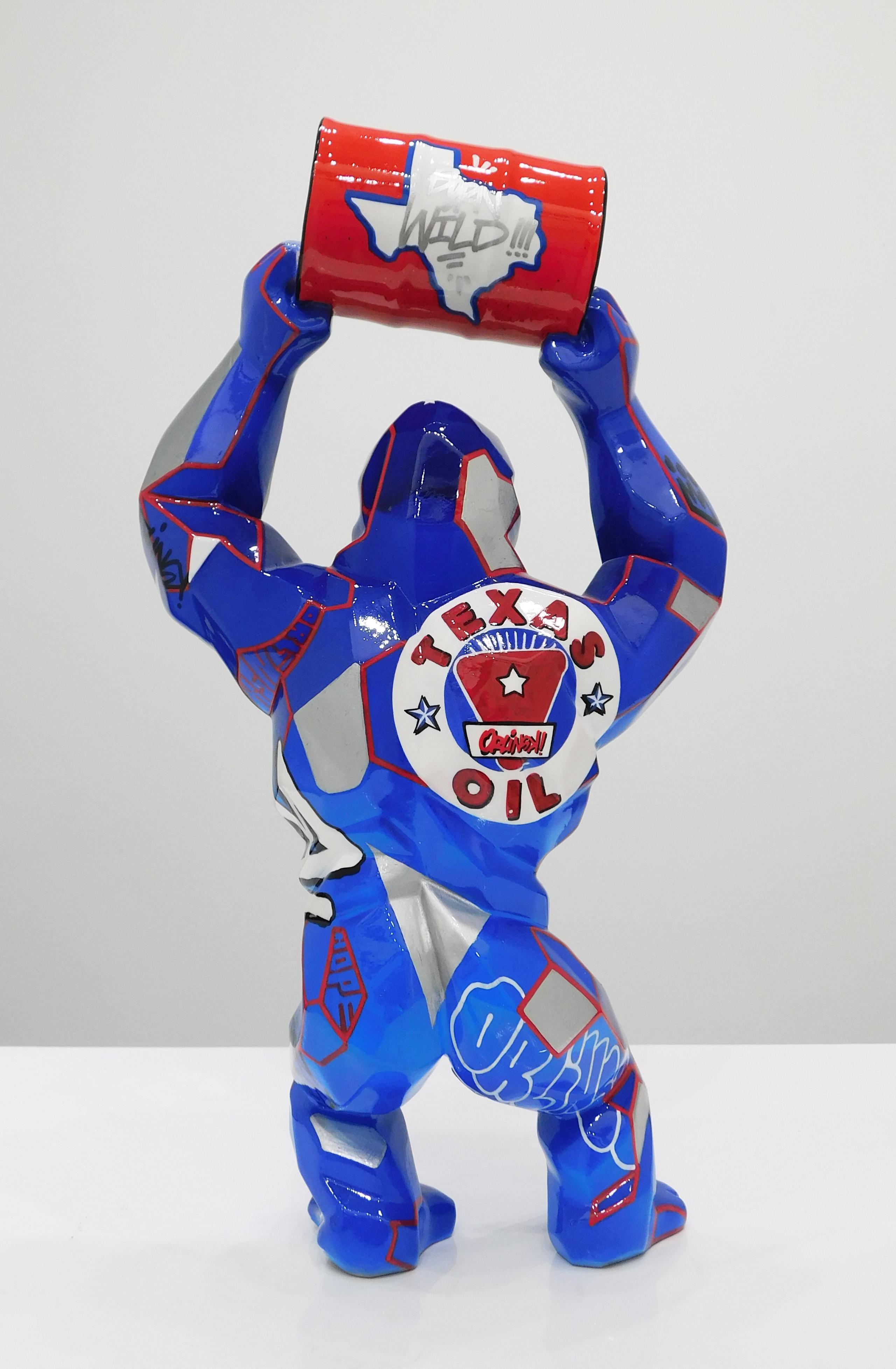 Baril Kong Dallas - Tagged  - Gris Figurative Sculpture par Richard Orlinski