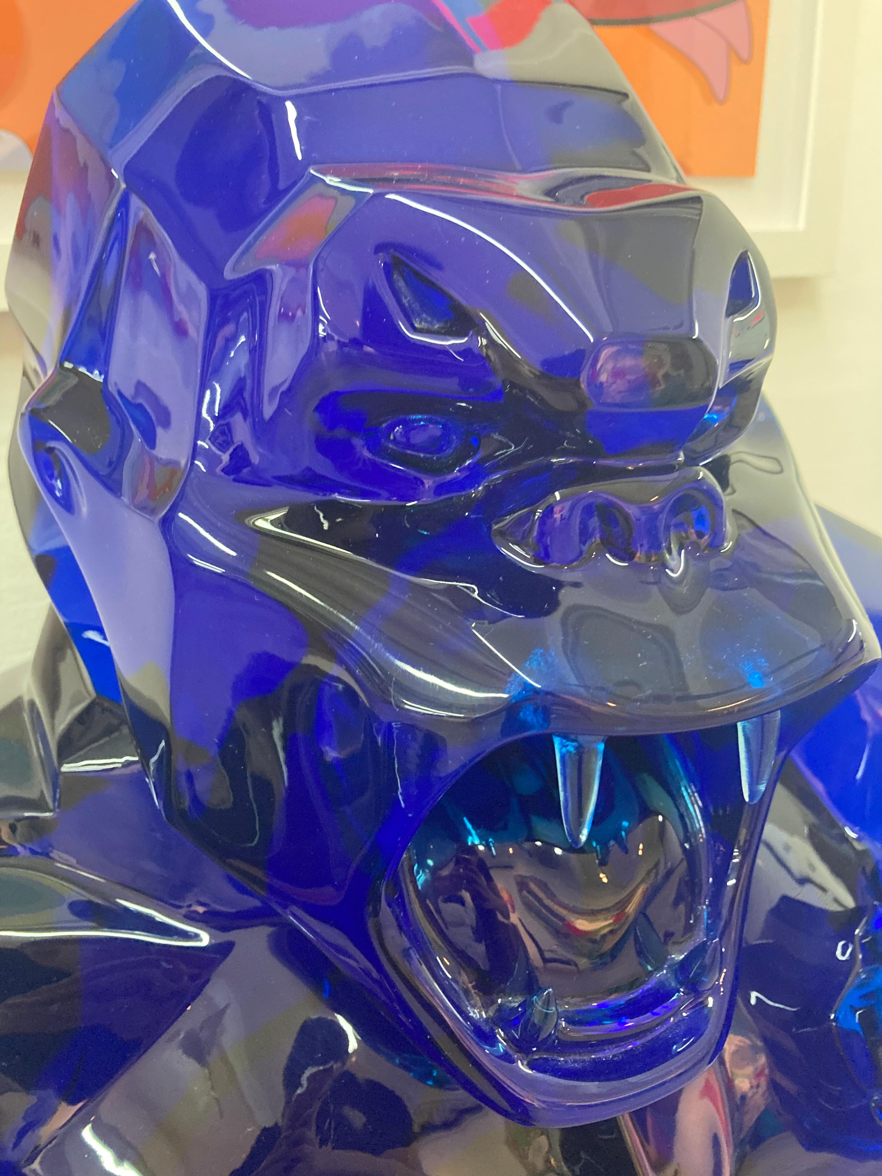 Kong Blue Crystal - Sculpture by Richard Orlinski