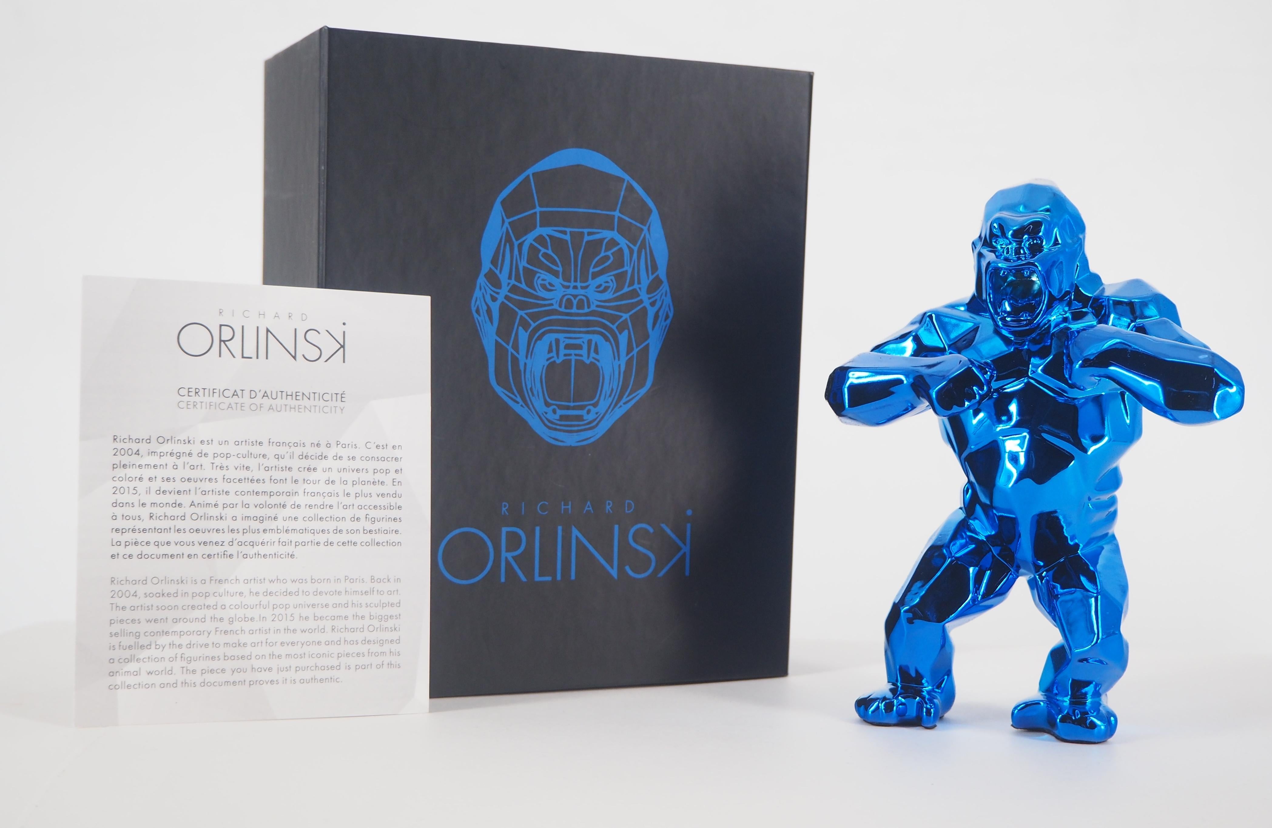 Kong Spirit (édition bleue) - Sculpture - Gris Figurative Sculpture par Richard Orlinski