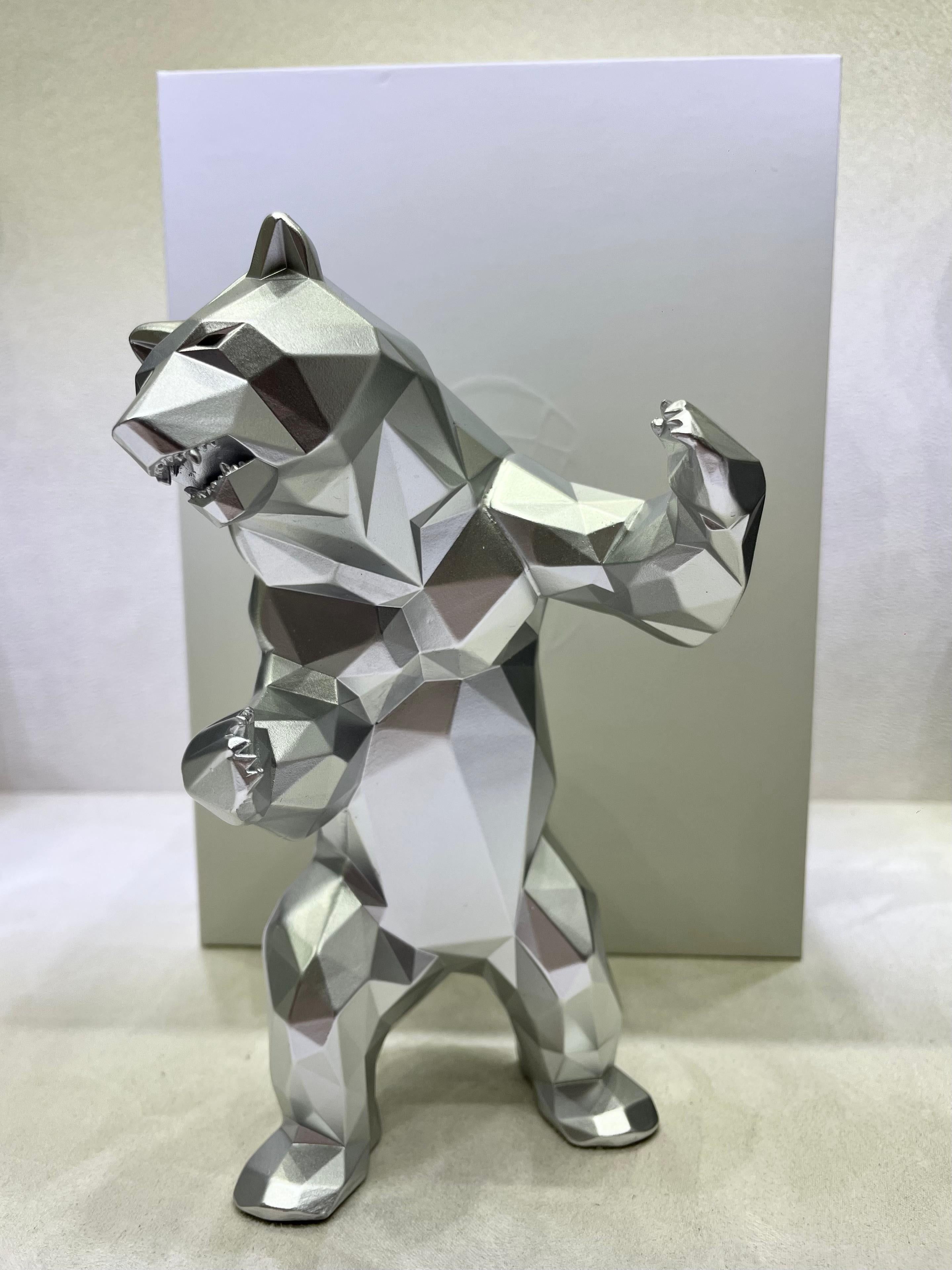 ORLINSKI - Orso in piedi, Argento opaco - Sculpture di Richard Orlinski