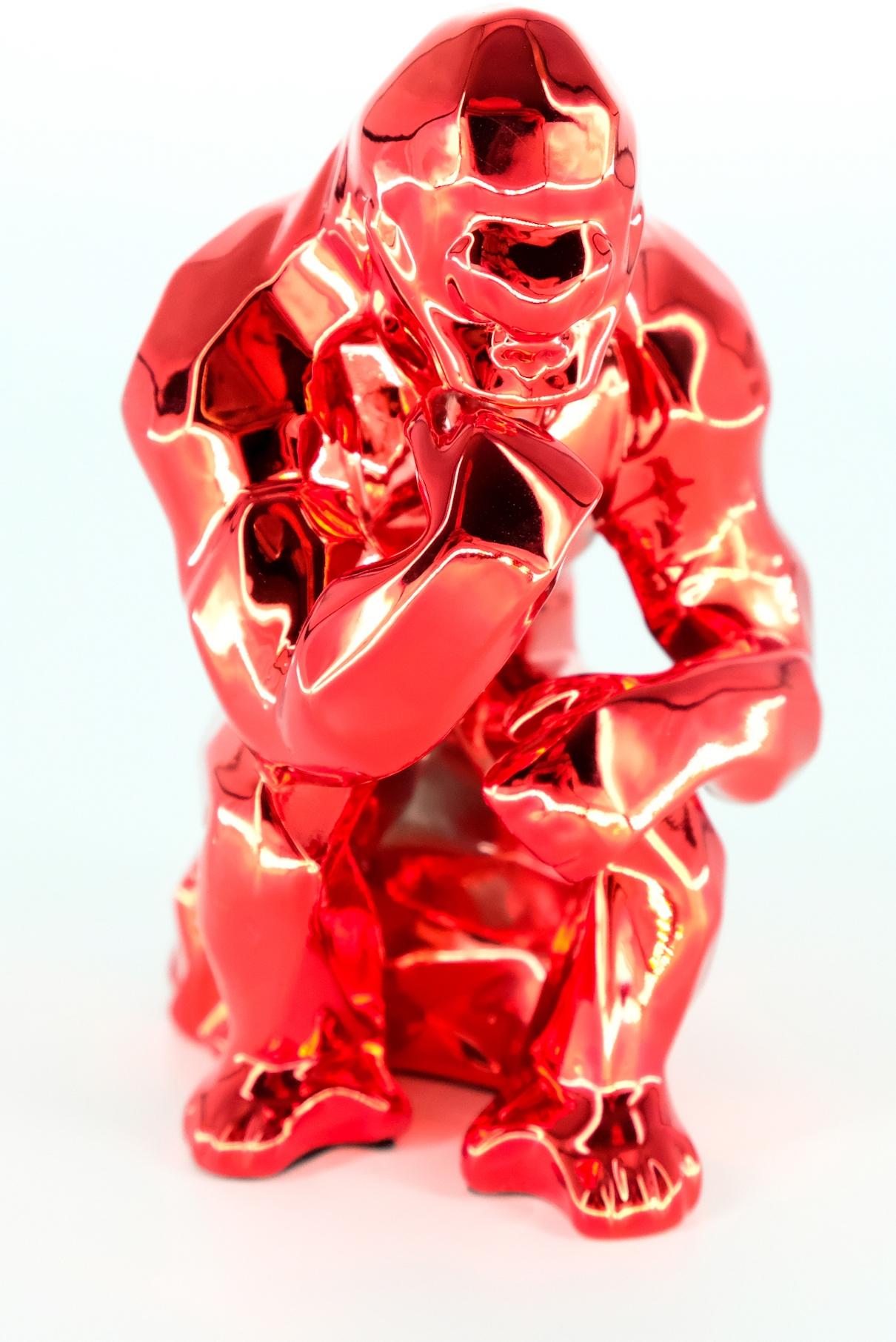 Figurative Sculpture Richard Orlinski - Thinker Spirit (édition rouge) - Sculpture dans sa boîte d'origine avec certificat d'artiste