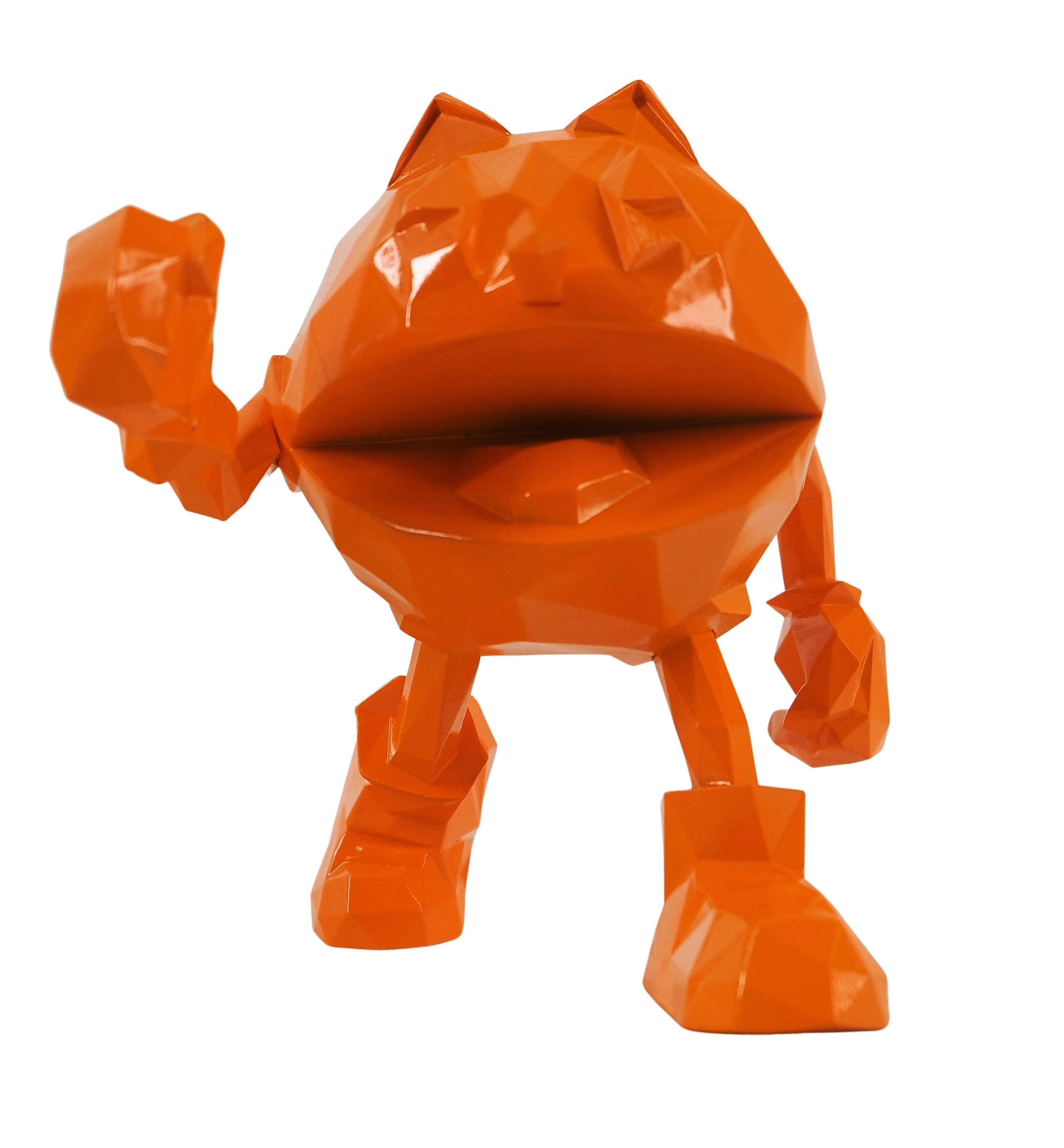 Richard Orlinski Figurative Sculpture - Pac-Man (Orange edition) - Mini Sculpture 