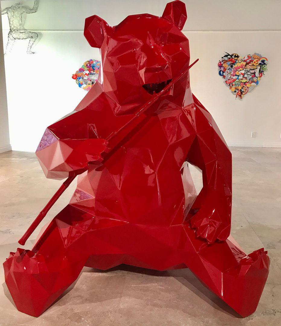Figurative Sculpture Richard Orlinski - Panda - 130 cm Rouge Orlinski 6/8