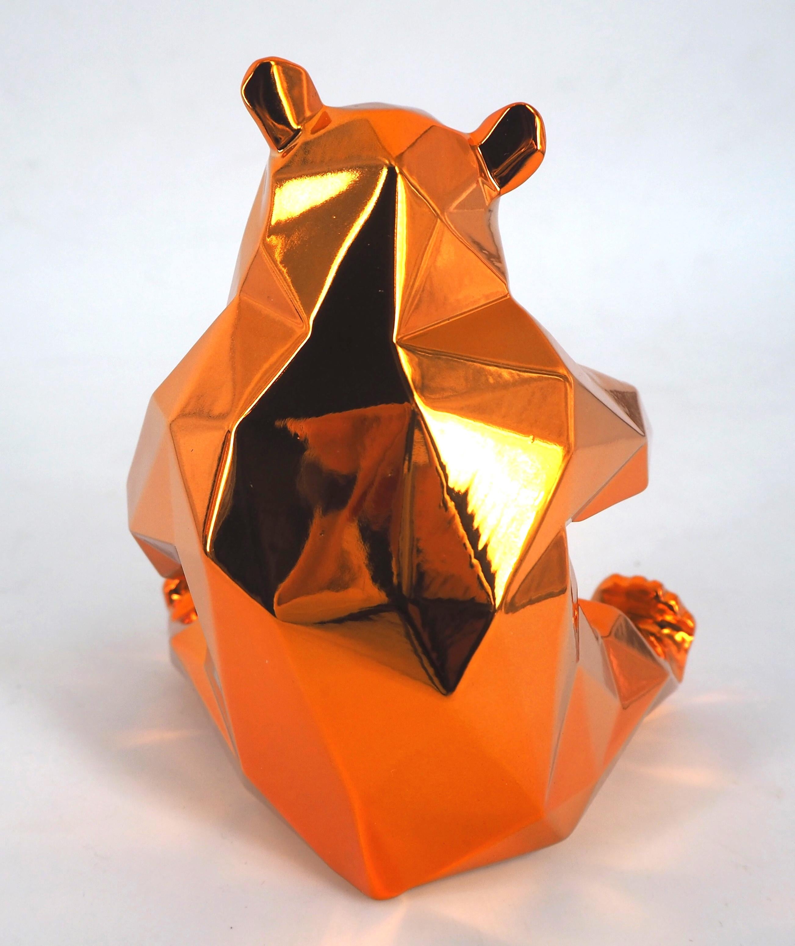 Panda Spirit (Orange Edition) - Sculpture in original box with artist coa - Gray Figurative Sculpture by Richard Orlinski
