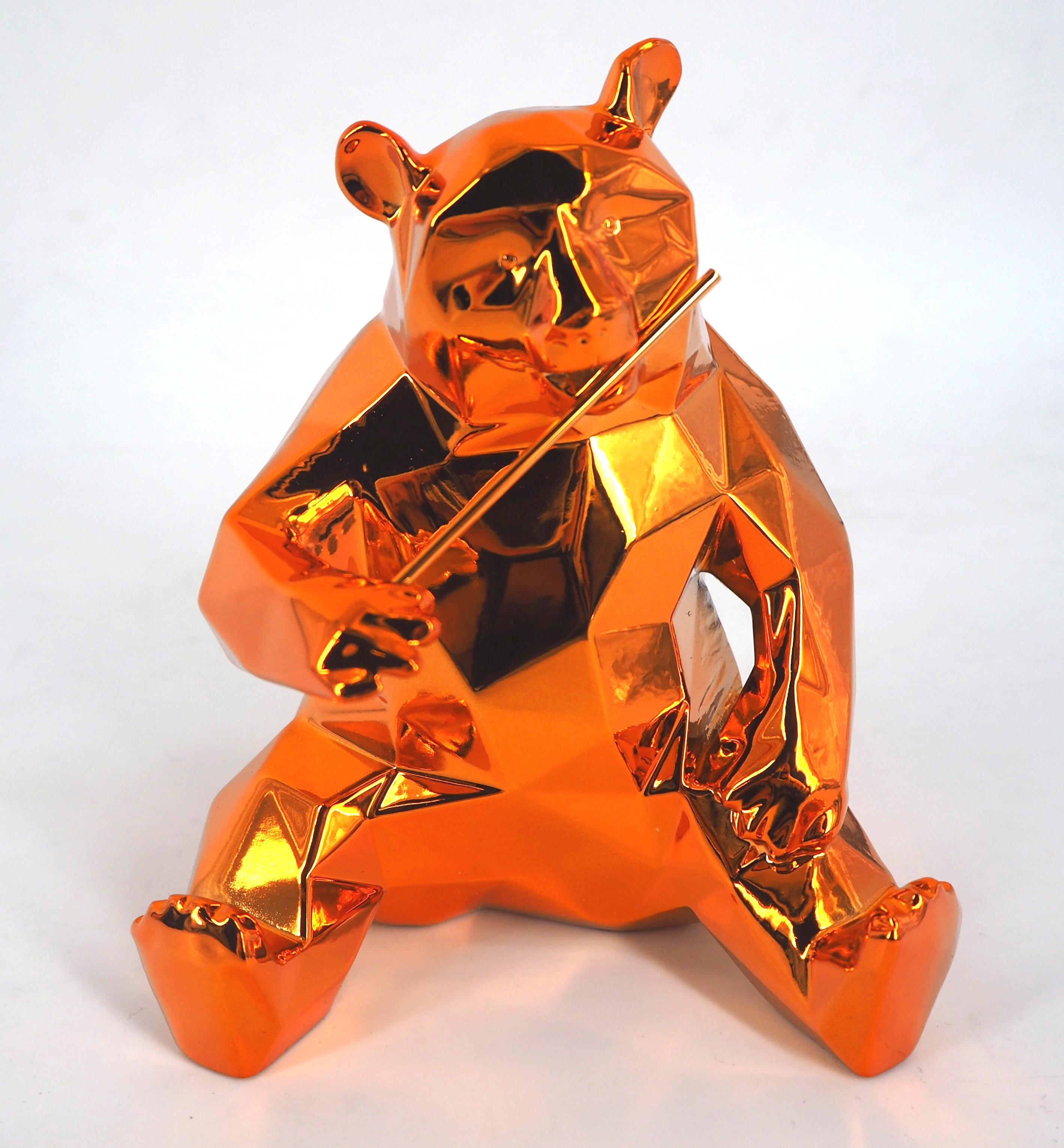 Richard Orlinski Figurative Sculpture - Panda Spirit (Orange Edition) - Sculpture in original box with artist coa