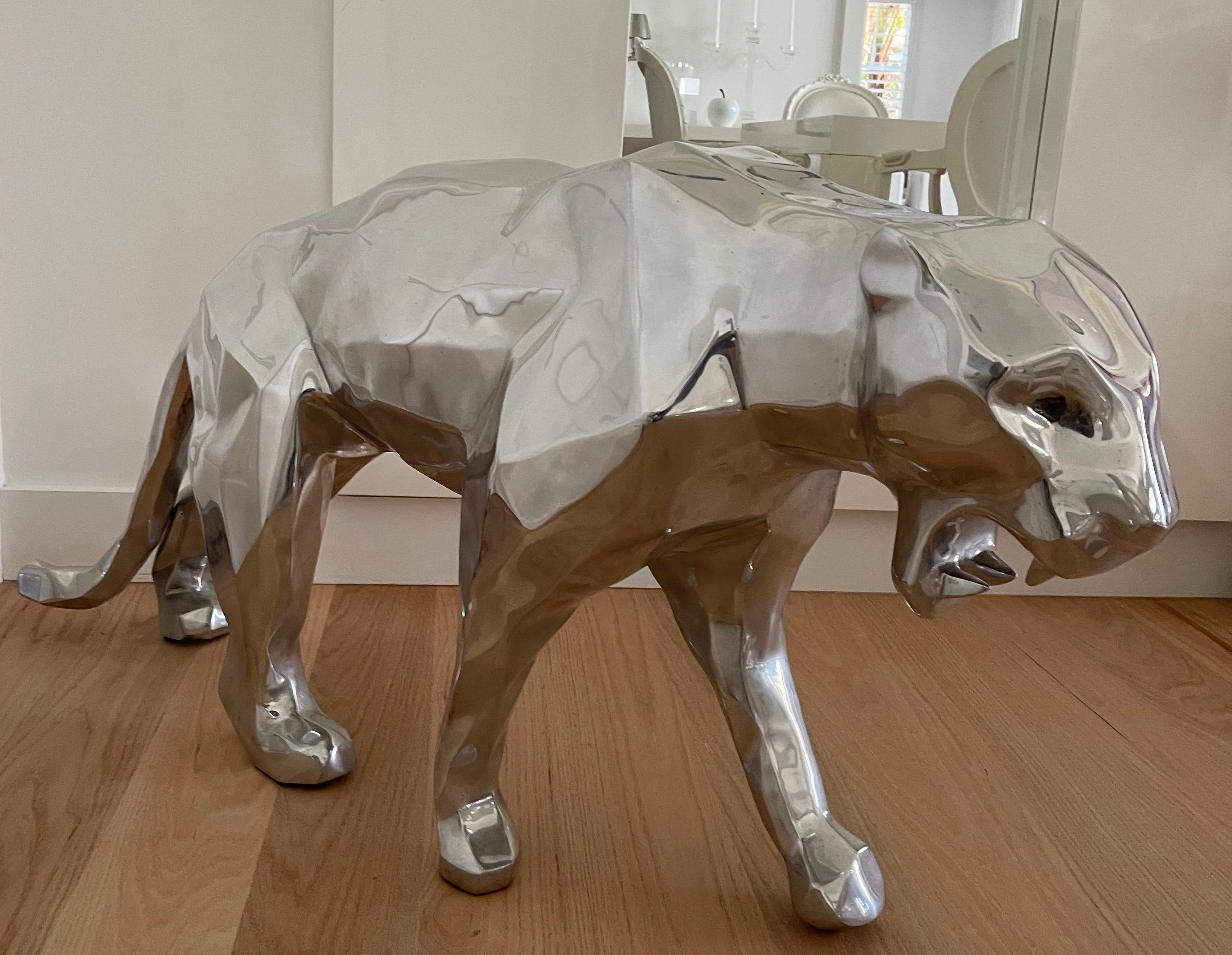 "Panther" Aluminum sculpture 60" x 28" x 14" in Ed. 1/4 COA by Richard Orlinski

Provenance: Private collection
Comes with COA signed by the Artist

Richard Orlinski has been the biggest-selling contemporary French artist in the world since 2015. He