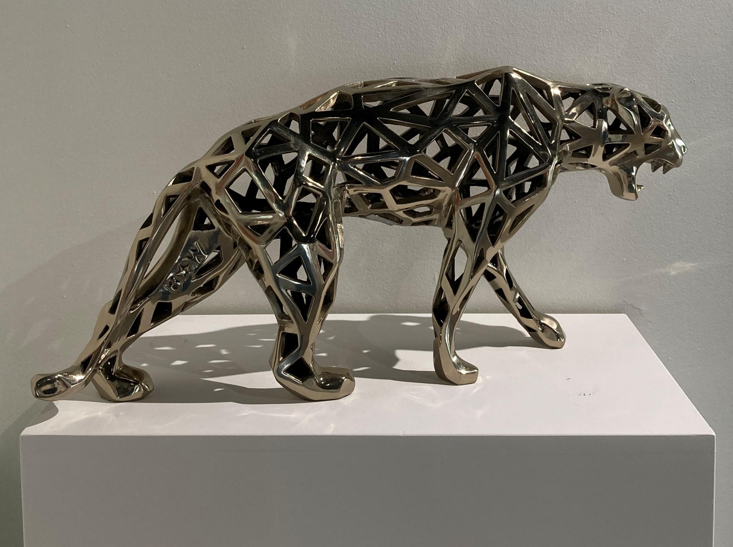 Panthere Dentelle - 80 cm Bronze Blanc 7/8 – Sculpture von Richard Orlinski