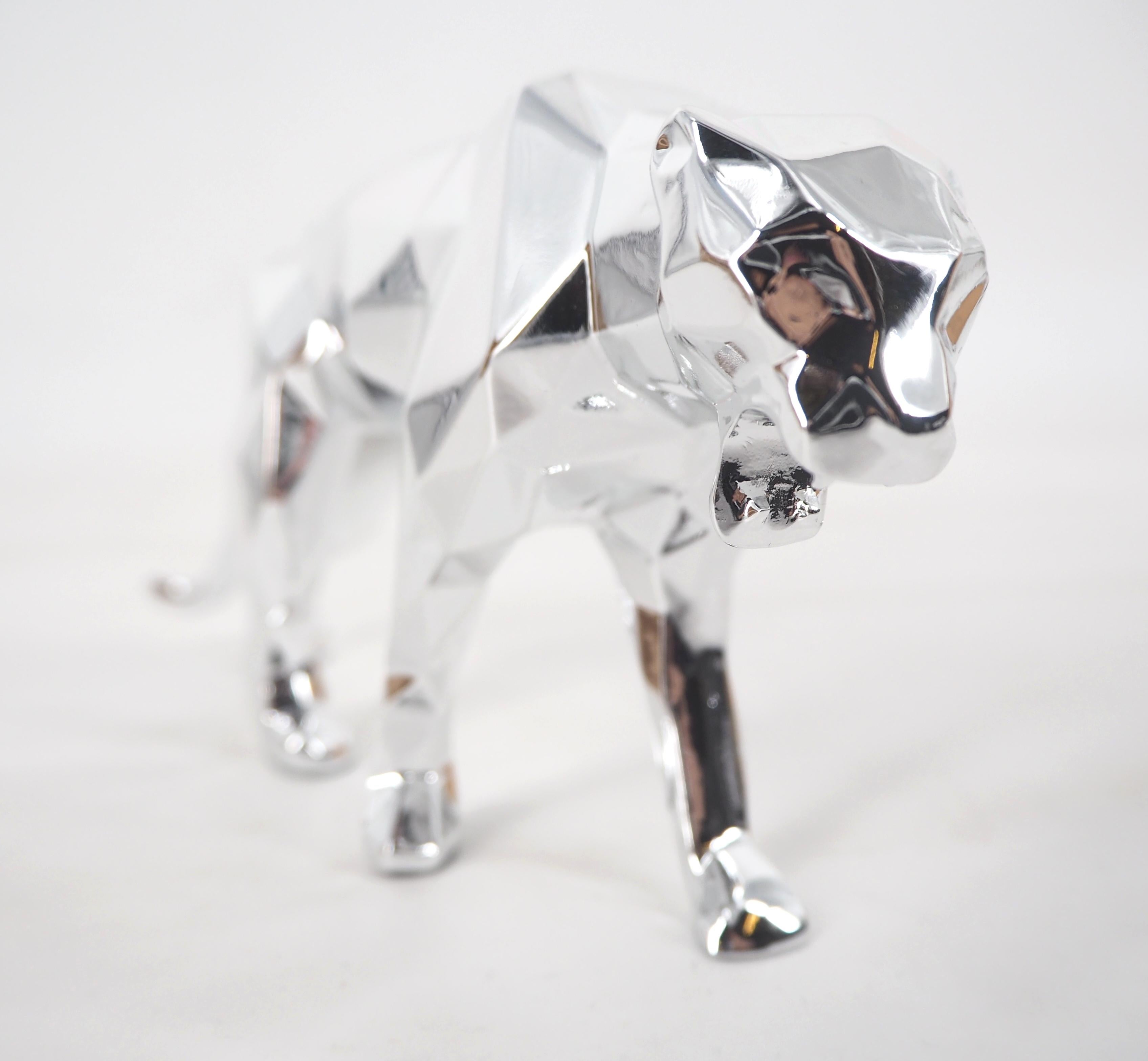 Richard Orlinski Figurative Sculpture - Panther Spirit (Silver edition) - Sculpture in original box with artist coa
