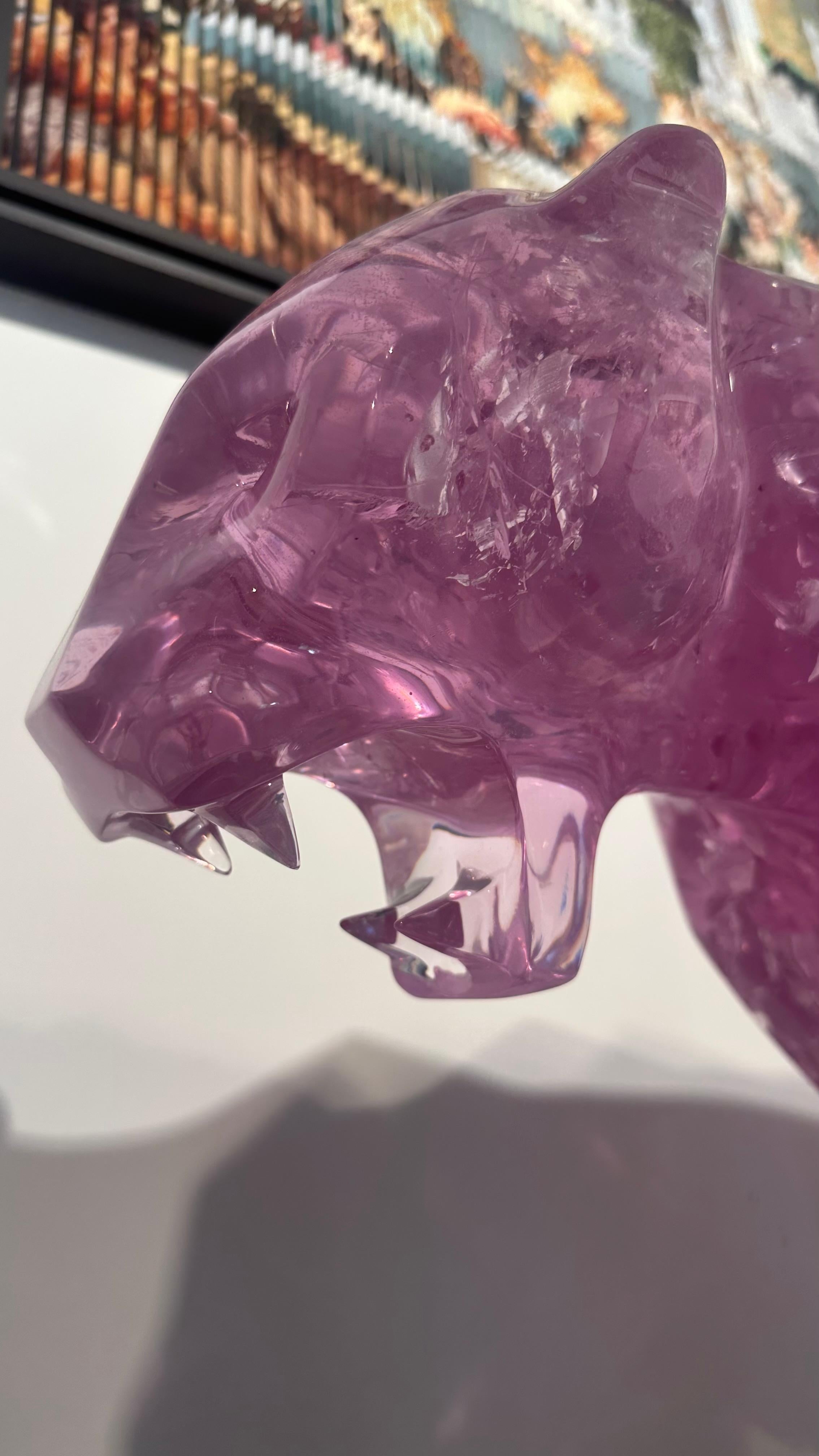 Panthère Crystal Clear Full Fractal 110 cm - Sculpture Contemporaneo di Richard Orlinski