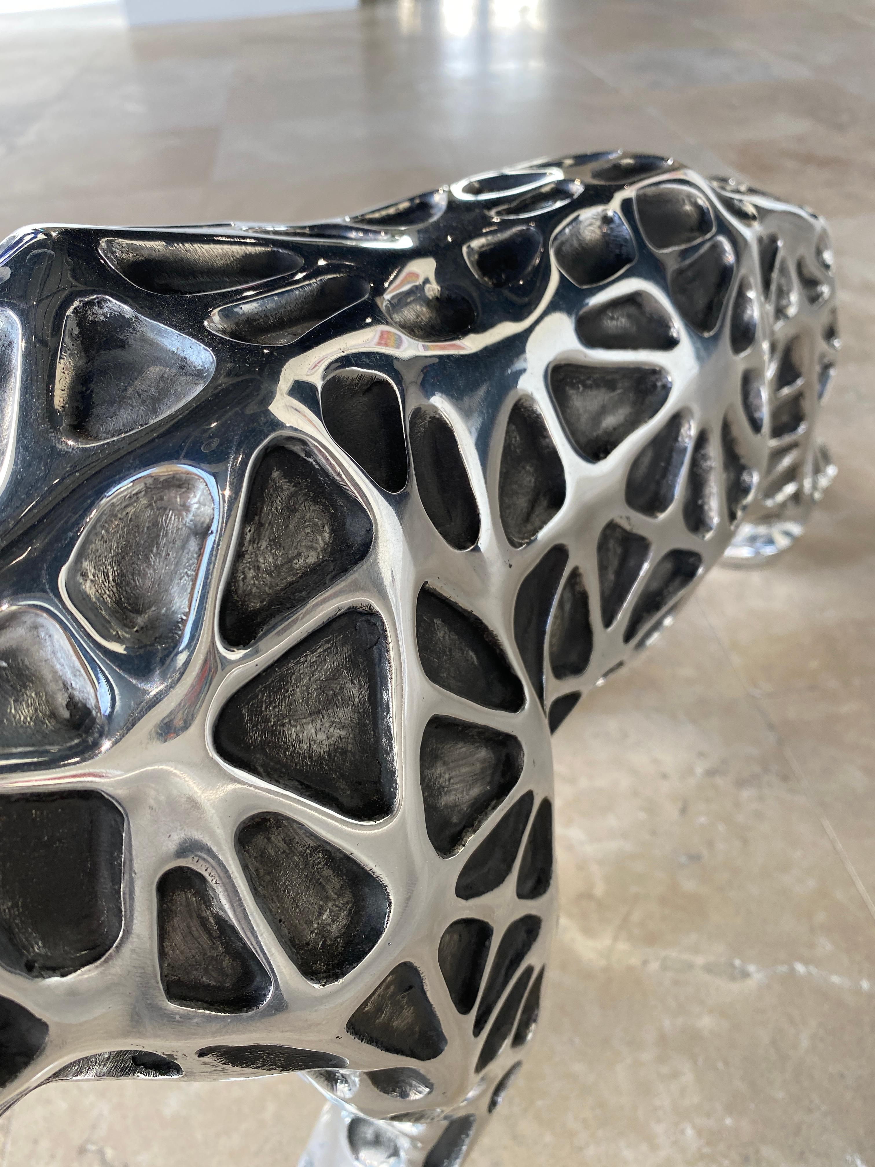 Panthere Dentelle fond plat aluminium 80cm 7/8 - Contemporary Sculpture by Richard Orlinski