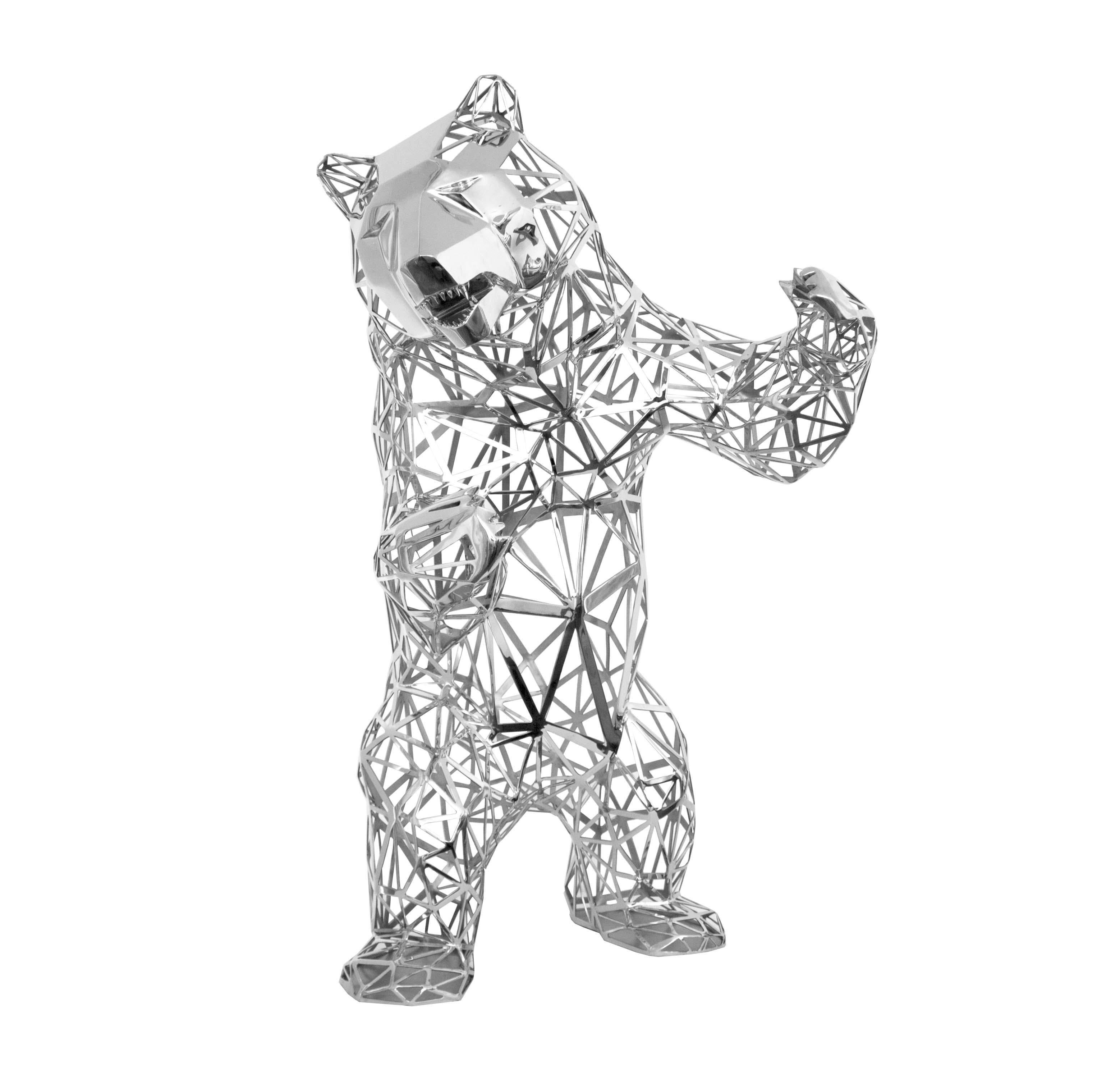 Standing Bear 130 cm - Stainless Steel - Sculpture by Richard Orlinski