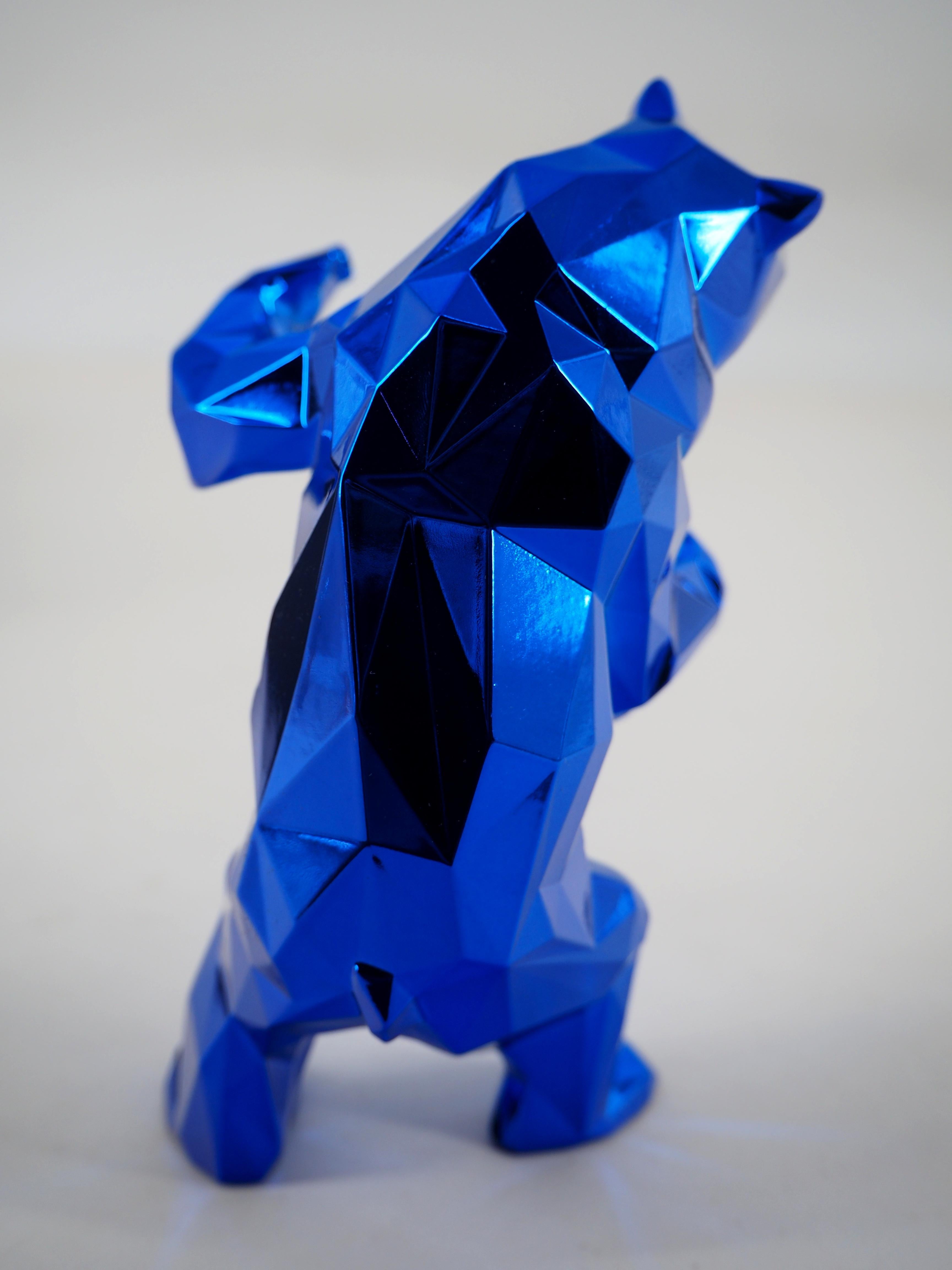 Standing Bear (Blue) - Sculpture - Gray Figurative Sculpture by Richard Orlinski