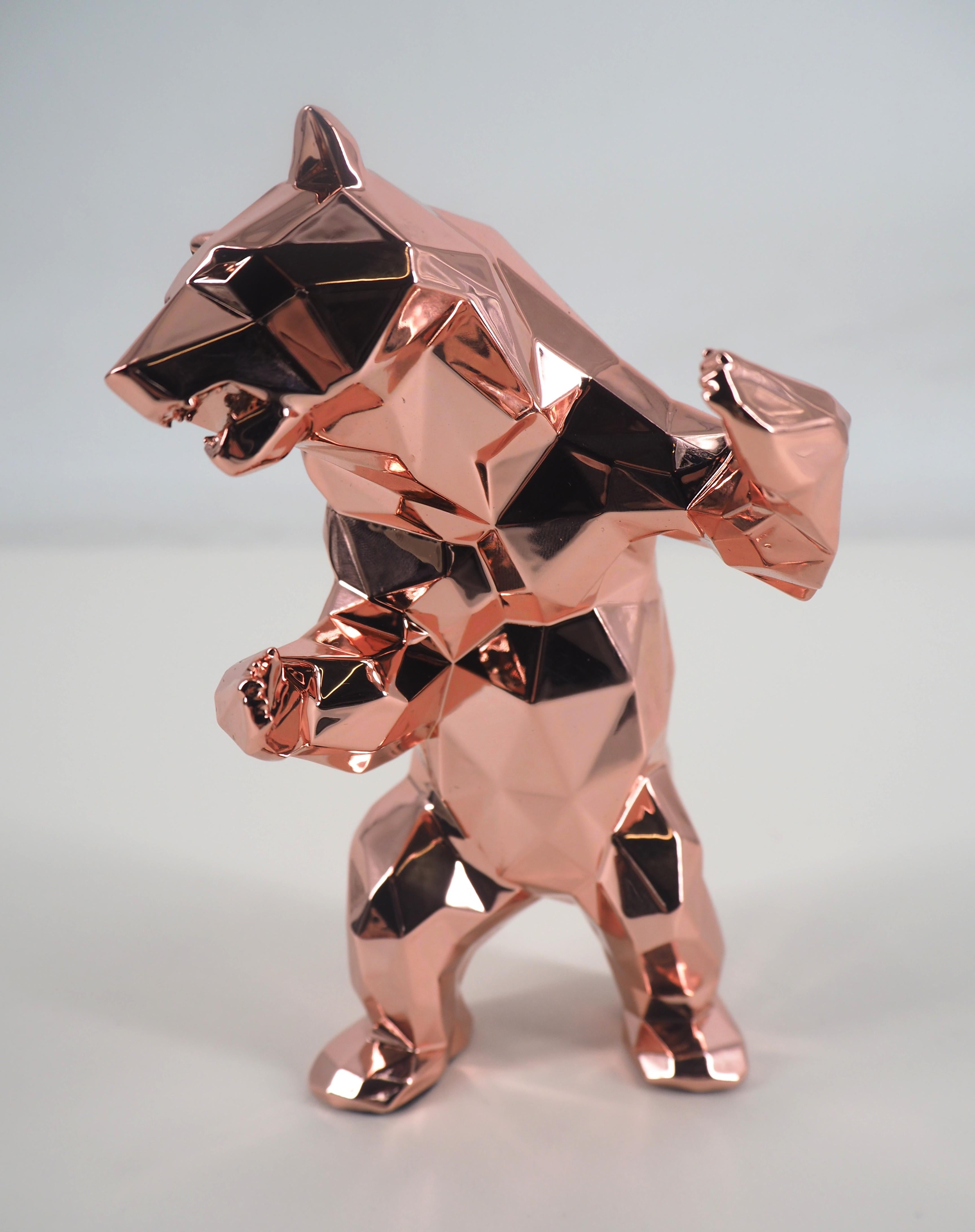 Richard Orlinski Figurative Sculpture - Standing Bear (Gold Pink Edition) - Sculpture in original box with artist coa