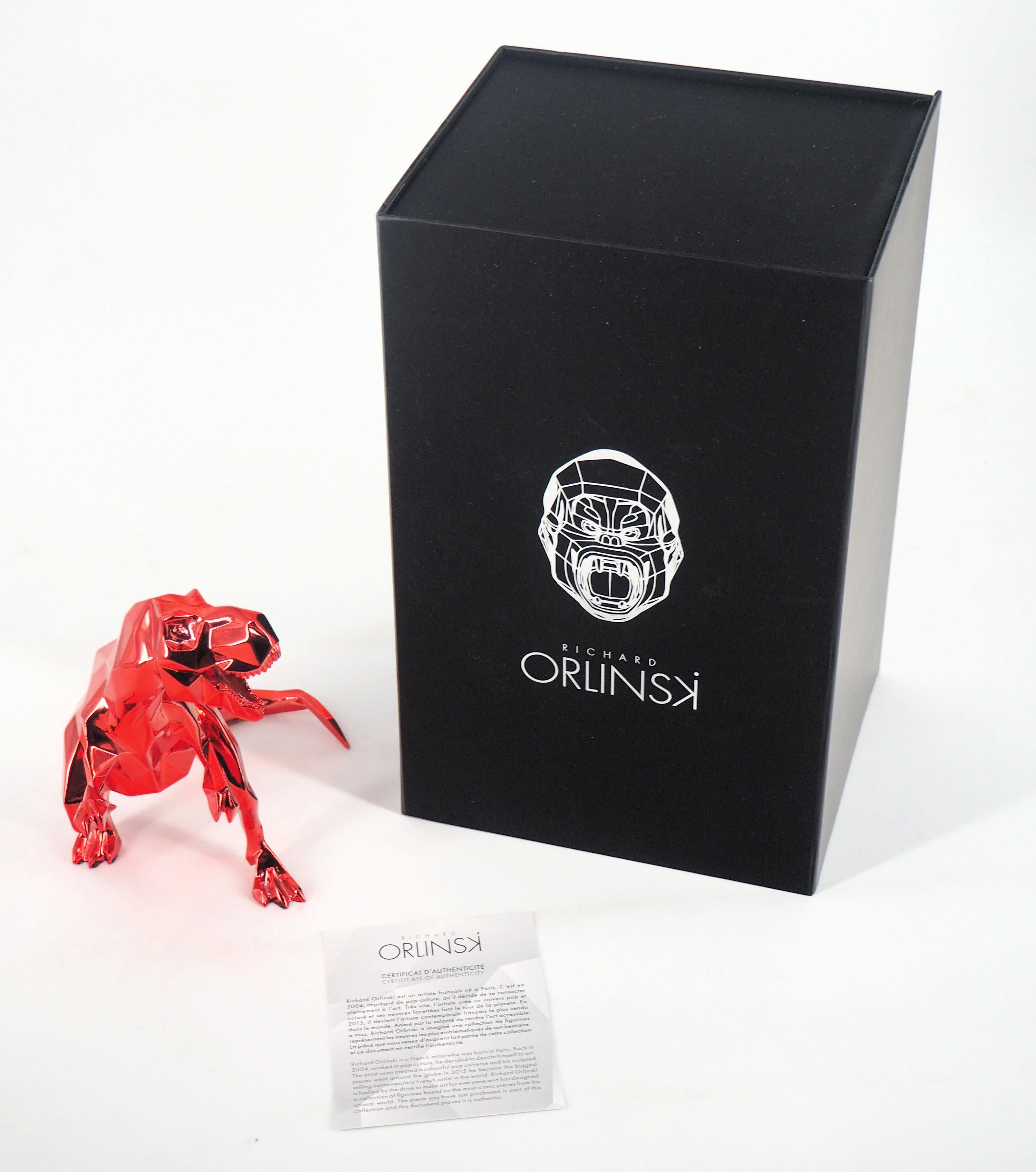 T-Rex (Red Edition) - Sculpture in original box with artist certificate - Gray Figurative Sculpture by Richard Orlinski
