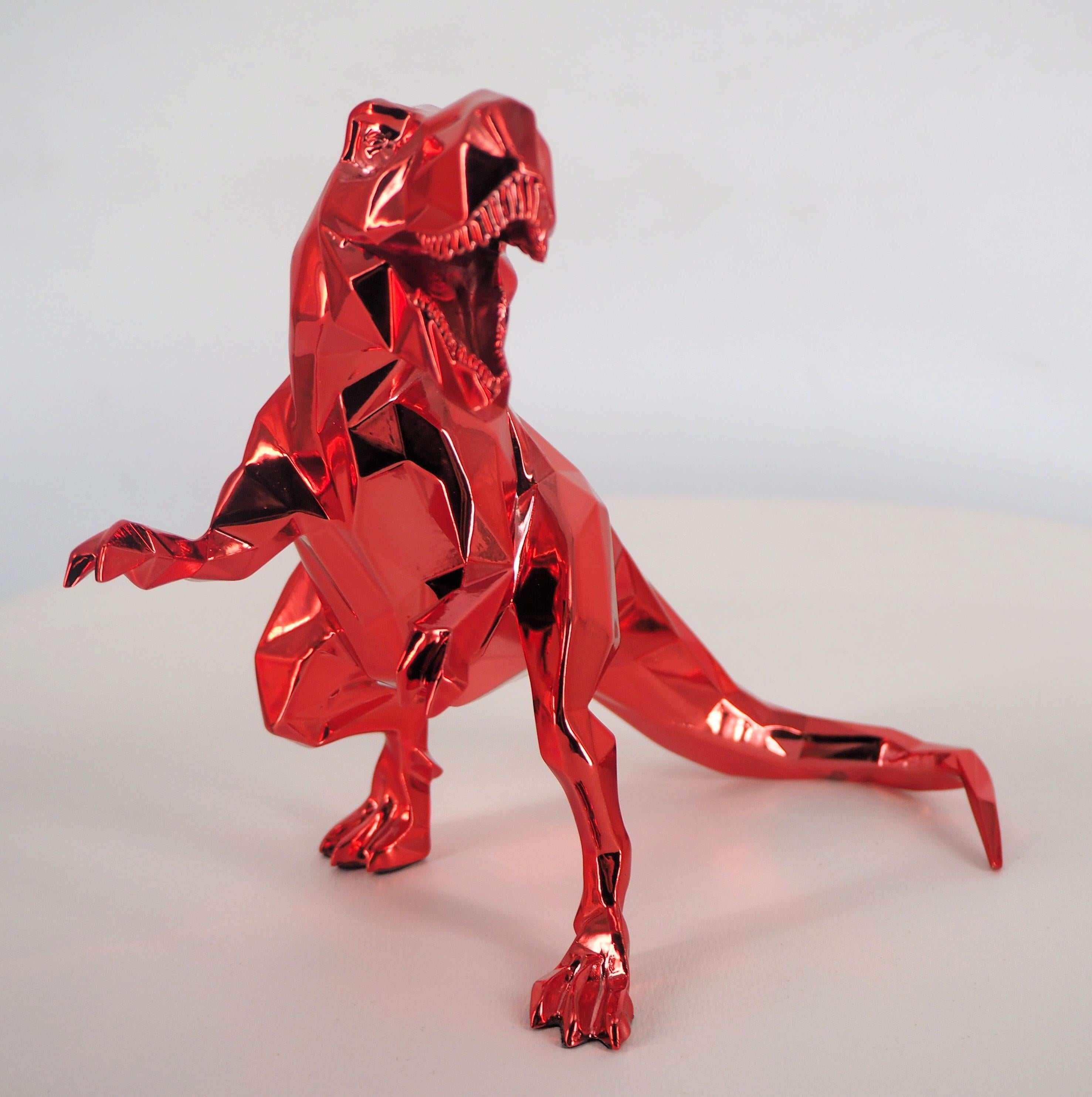 Richard Orlinski Figurative Sculpture - T-Rex  (Red) - Sculpture with Certificate