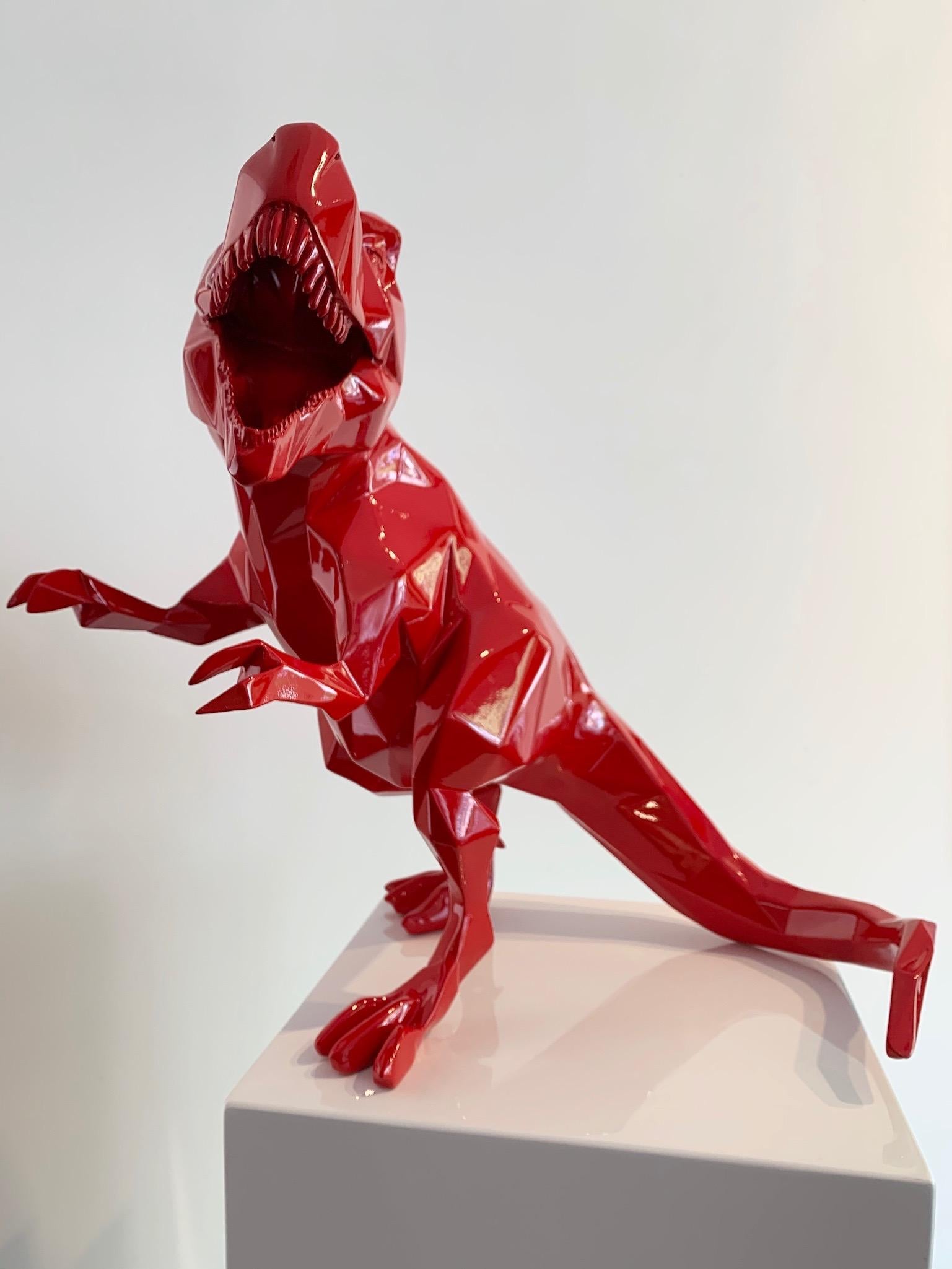 T-Rex, résine rouge - Contemporain Sculpture par Richard Orlinski