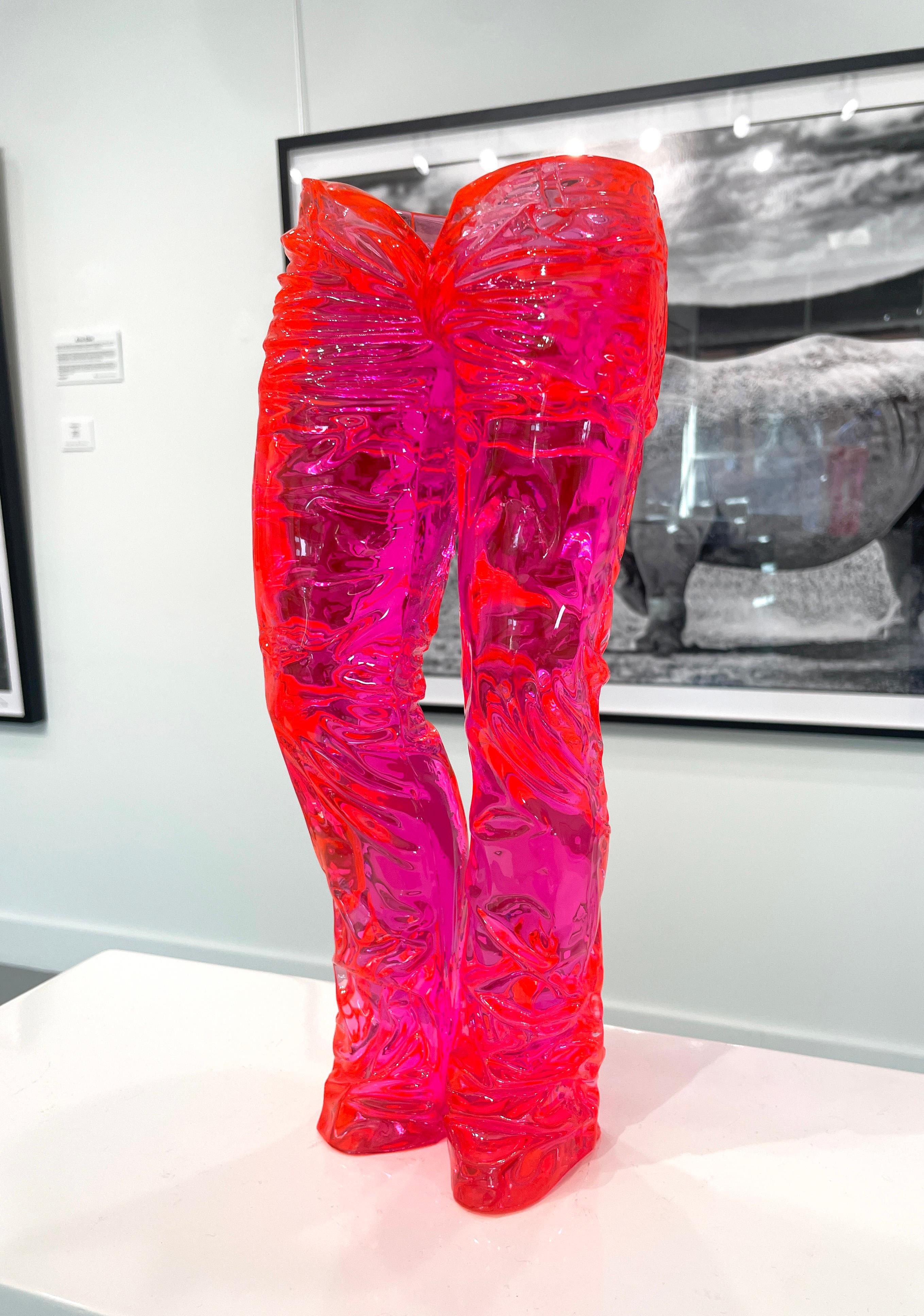 Wild Denim Crystal Clear Pink - Sculpture de Richard Orlinski