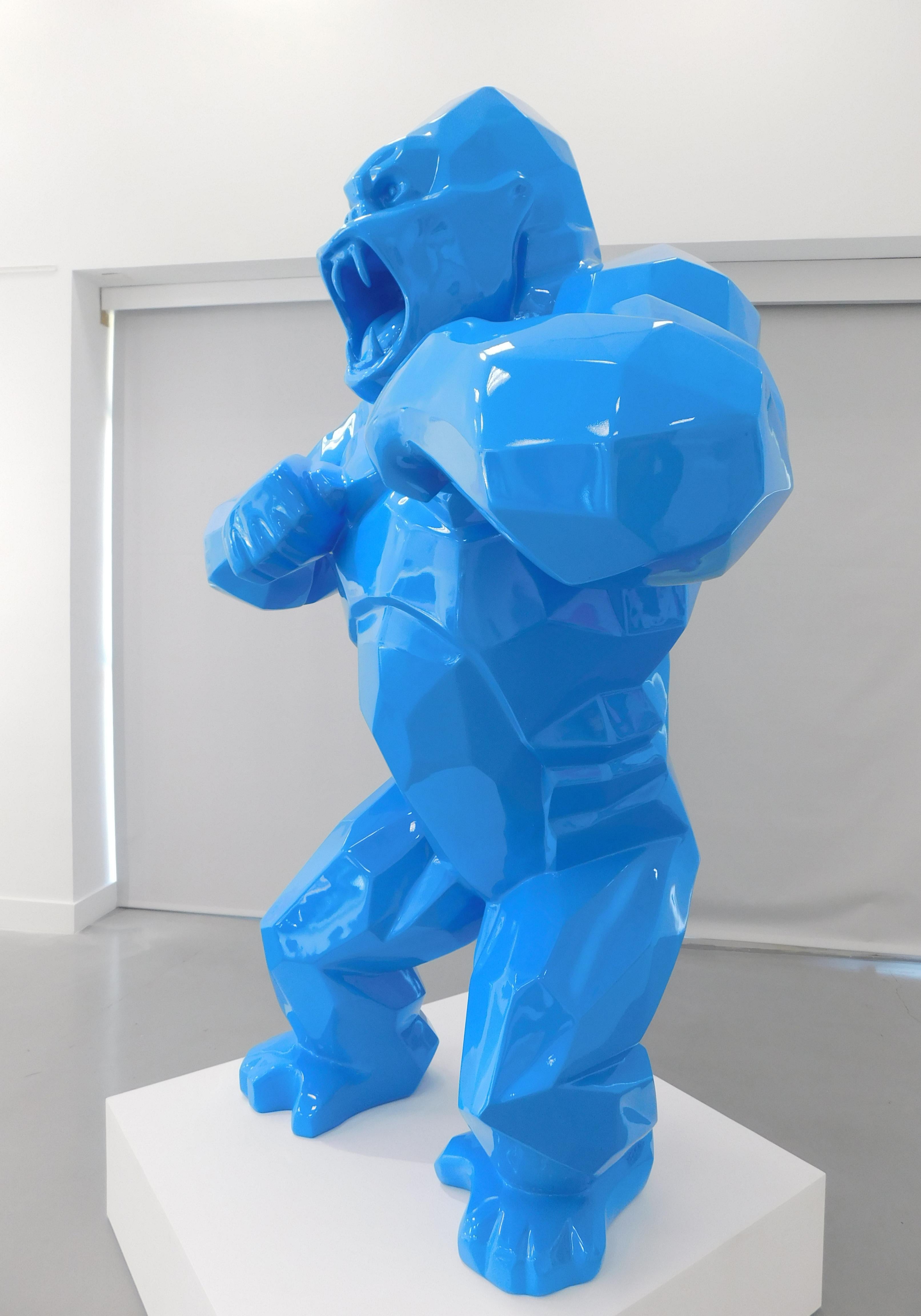 Wild Kong - Twitter Bleu - Contemporain Sculpture par Richard Orlinski