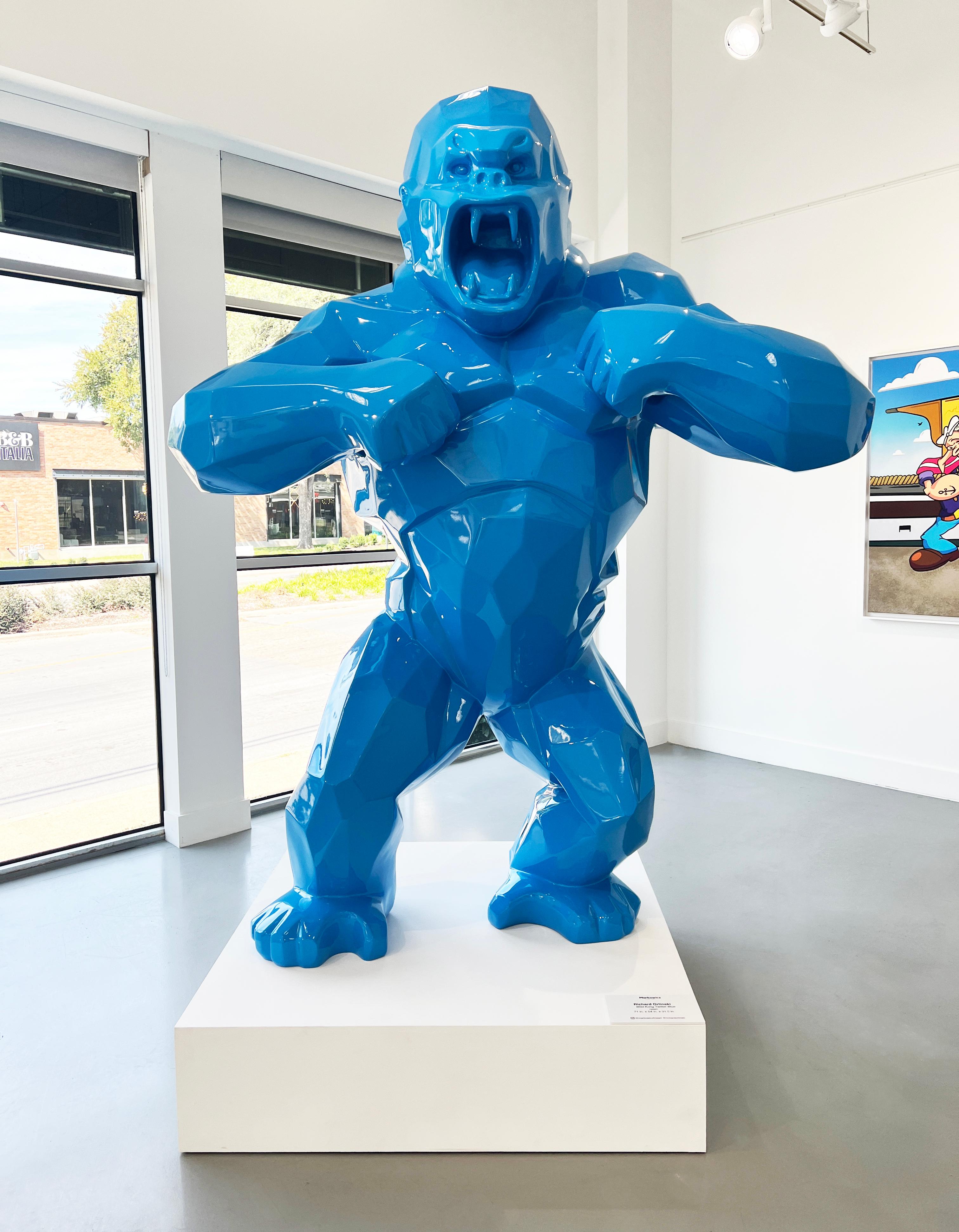 Figurative Sculpture Richard Orlinski - Wild Kong - Twitter Bleu