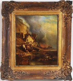 Antique Richard Parkes Bonington Oil Painting of a Shipwreck, Circa 1820
