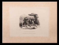 Antique A Duel Between Frank and Rashleigh -Lithograph by Richard Parks Bonington - 1828