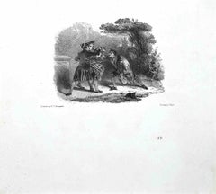 Antique The Quarrel - Original Lithograph by Richard Parks Bonington - 19th Century