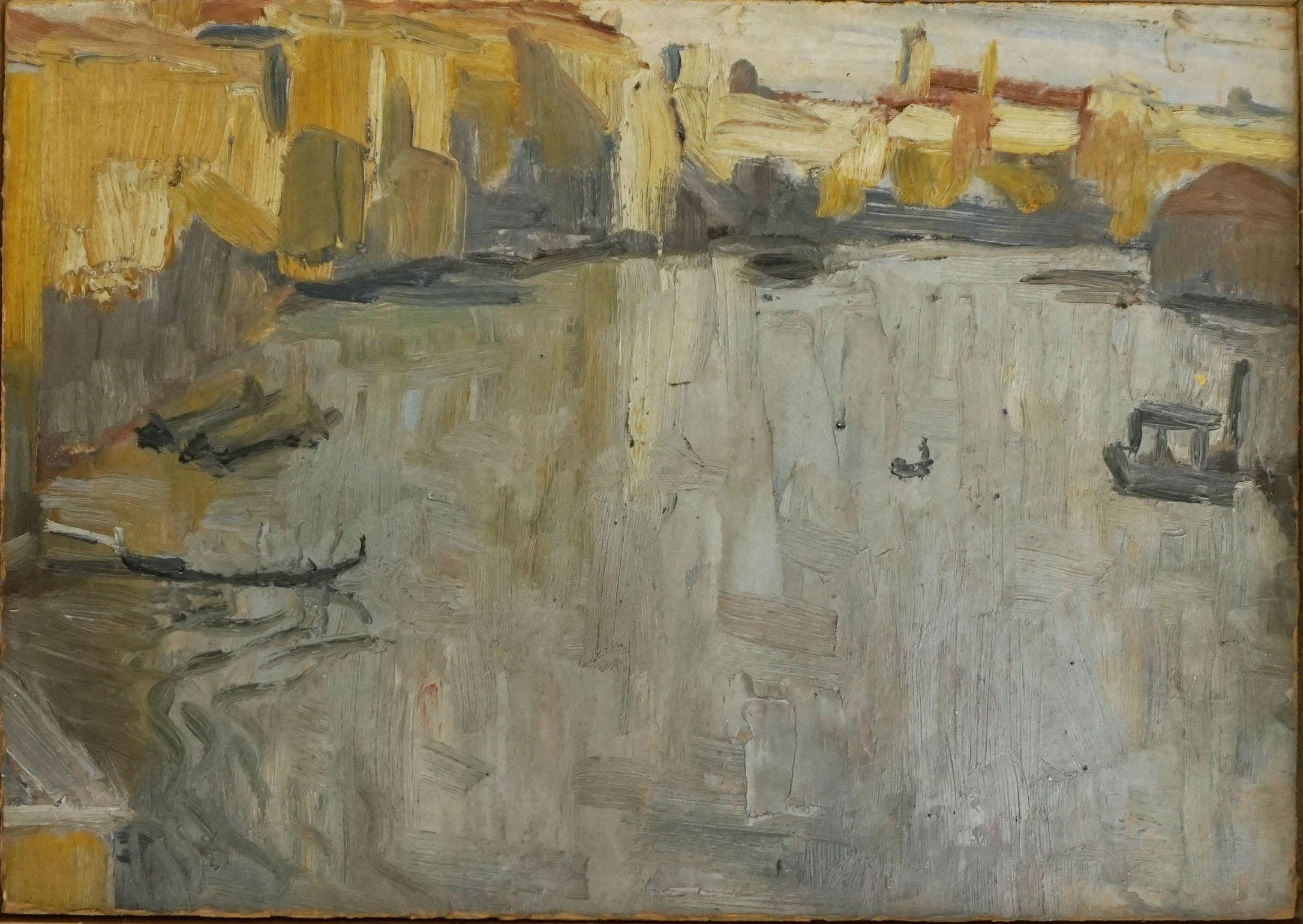 Pittura ad olio dei primi del Novecento Palazzi e gondole del Canal Grande, Venezia (2 facciate)

Scena romantica e sostanziale di una gondola lungo l'iconico Canal Grande di Venezia di Richard Montague Stack Pearsall (inglese, 1891-1971), 1930
